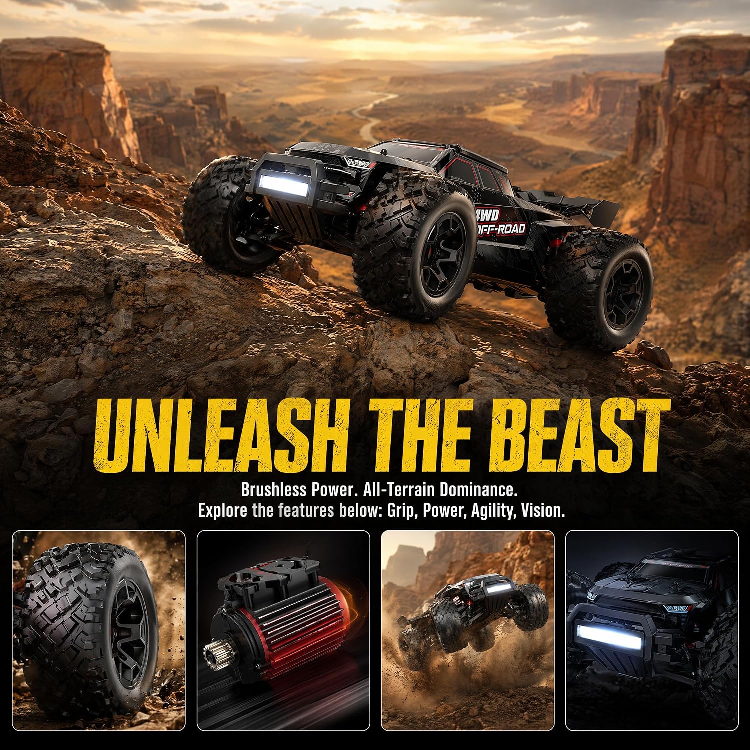 MJX 14207 1/14 Scale Brushless RC Truck, 4WD High Speed Off-Road RC Car with 2852 4200KV Motor, 50A ESC, Aluminum Chassis, 2.4GHz Remote