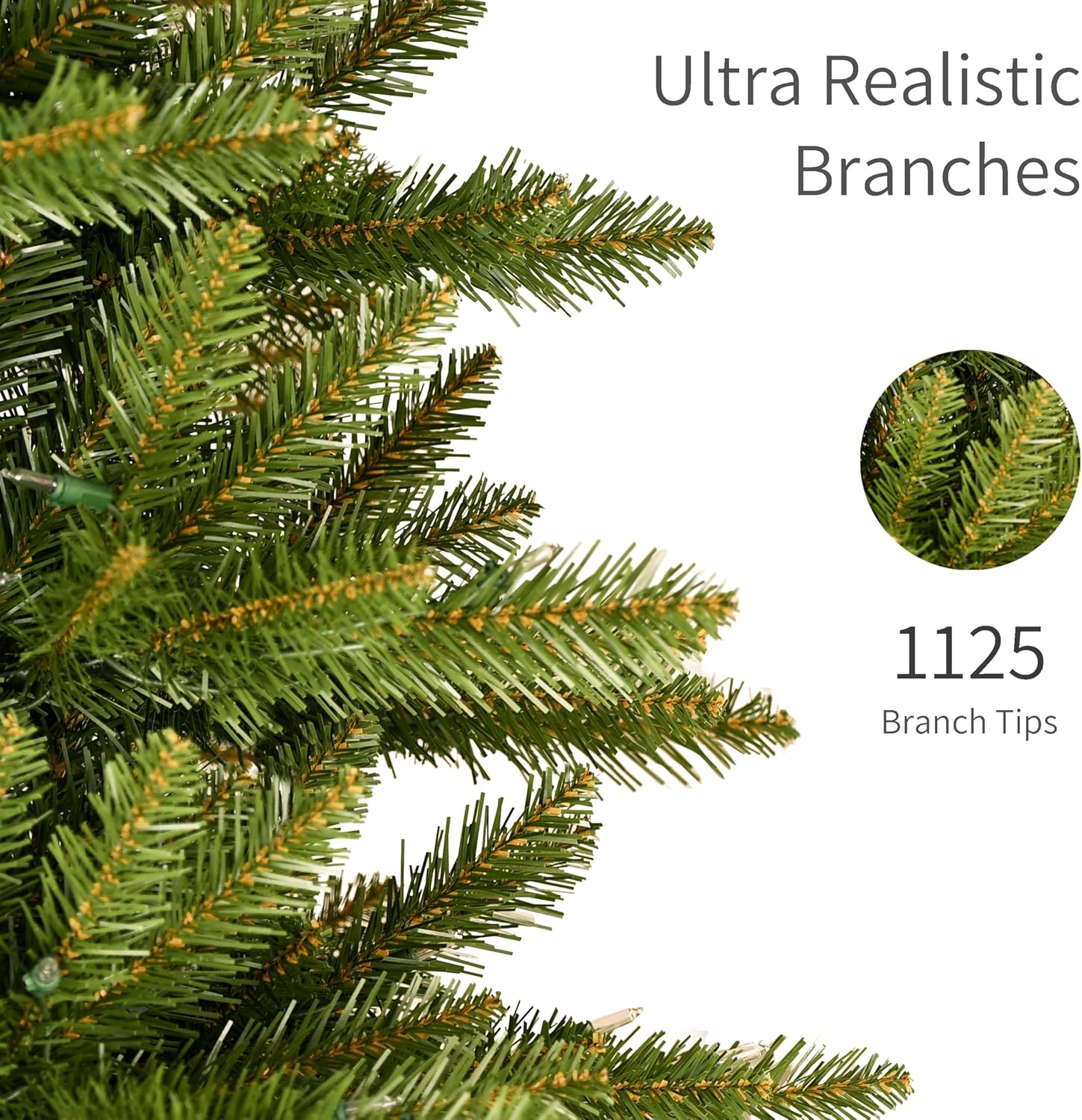 Puleo International 7.5ft Pre-Lit Slim Fraser Christmas Tree with 500 Warm White LED Lights, 1453 Realistic Dense Branch Tips, Easy Setup Artificial Trees with Sturdy Metal Stand