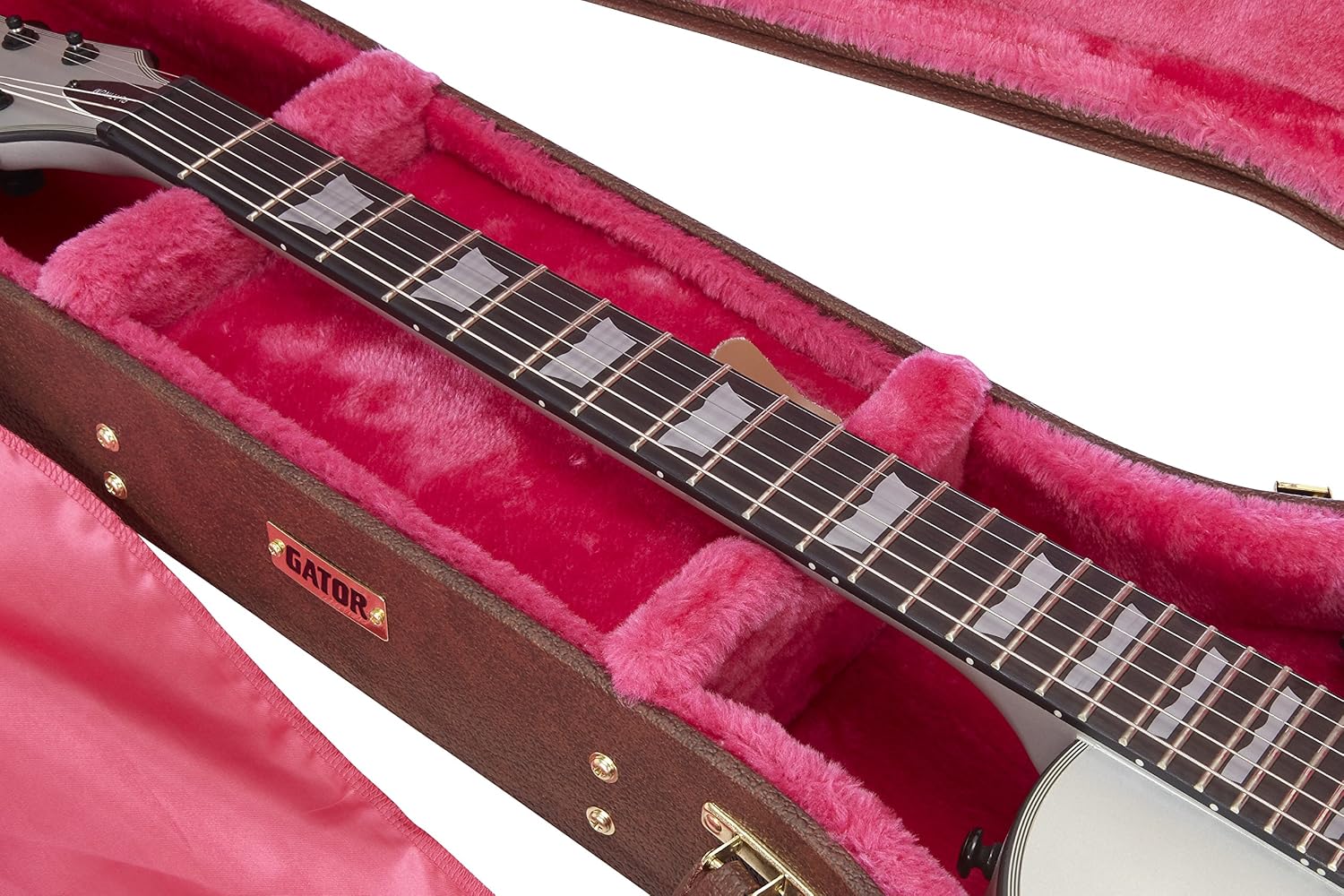 Gator Cases Deluxe Wood Case for SG Electric Guitars; Brown Exterior (GW-SG-BROWN)