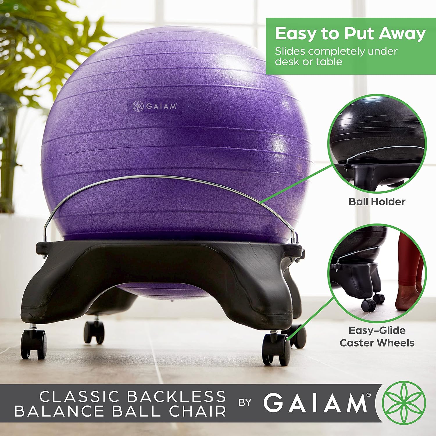 Gaiam Ultimate Balance Ball Chair, Swivel Base, Home & Office