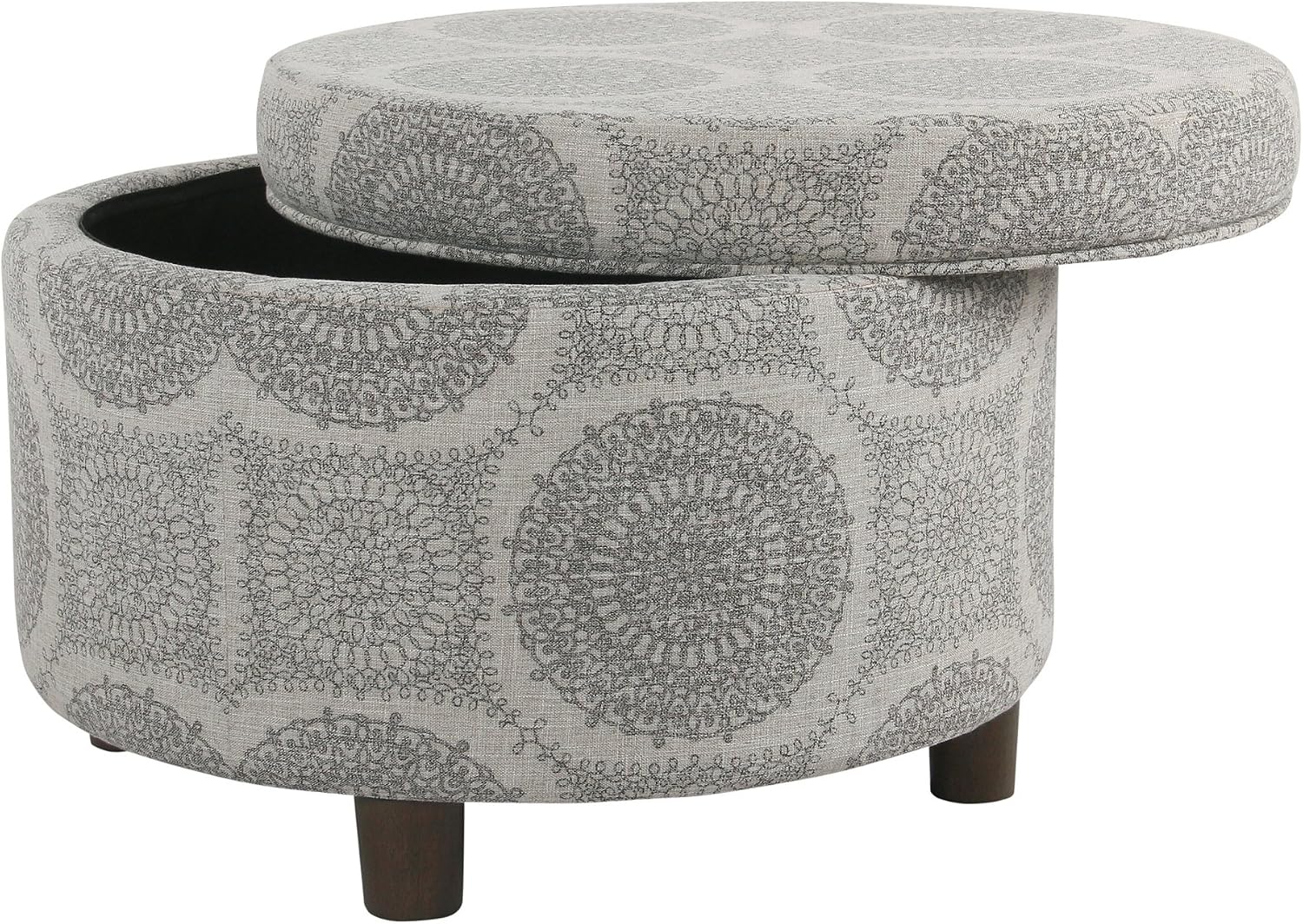 HomePop 24" Large Leatherette Storage Ottoman - Distressed Brown Faux Leather