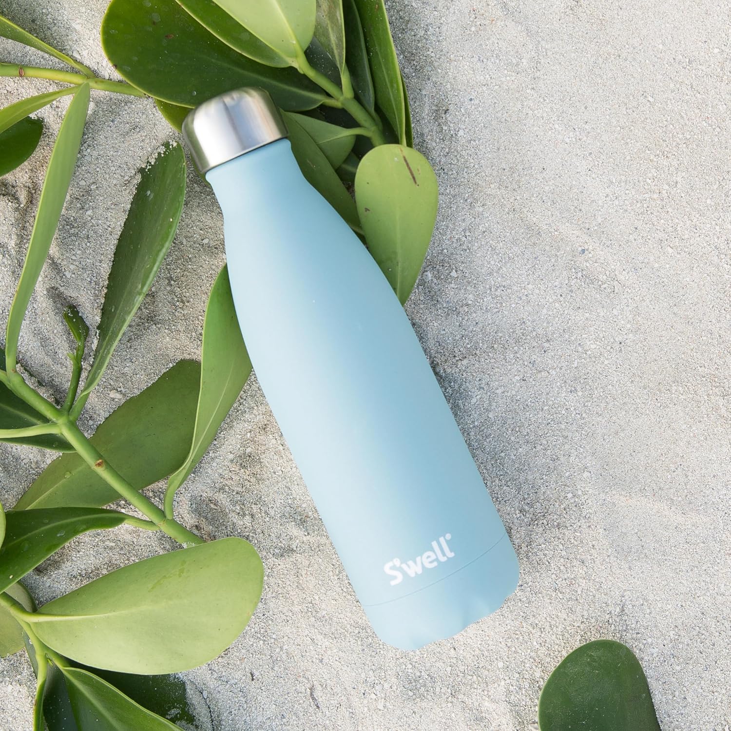 S'well Stainless Steel Water Bottle, 17oz, Blue Suede, Triple-Layered Vacuum Insulated Containers Keeps Drinks Cold for 36 Hours and Hot for 18, BPA Free, Perfect for On the Go