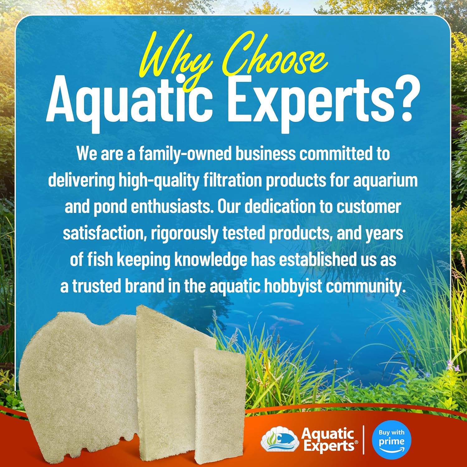 Aquatic Experts Cream COARSE Pond Filter Pad - 2 inch Thick - Bulk Roll Water Garden Filter Pond Media - Made in USA, (12" x 36")