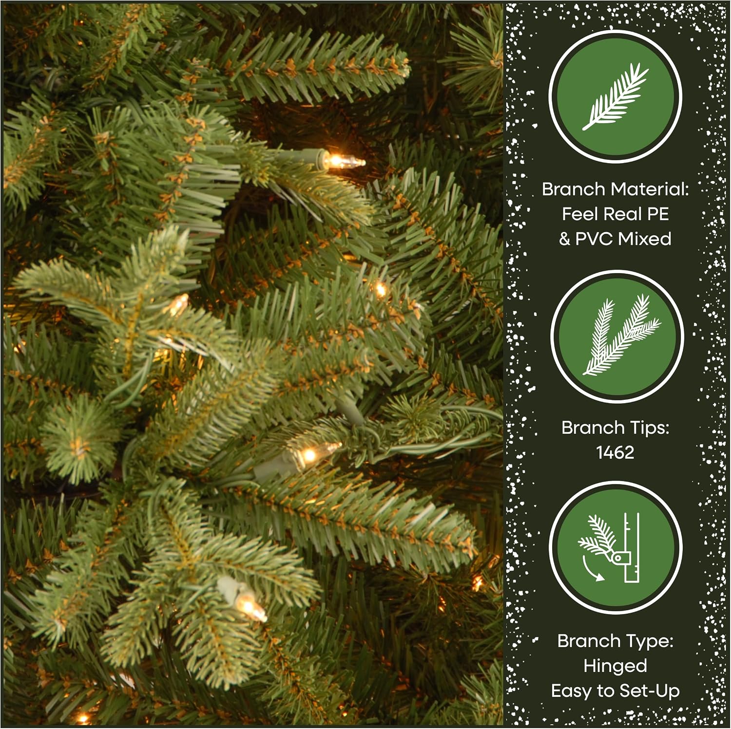 National Tree Company 7.5ft Pre-Lit Tiffany Fir Slim Christmas Tree | 600 Clear Lights, 1,878 Tips, Includes Stand, Artificial, Green