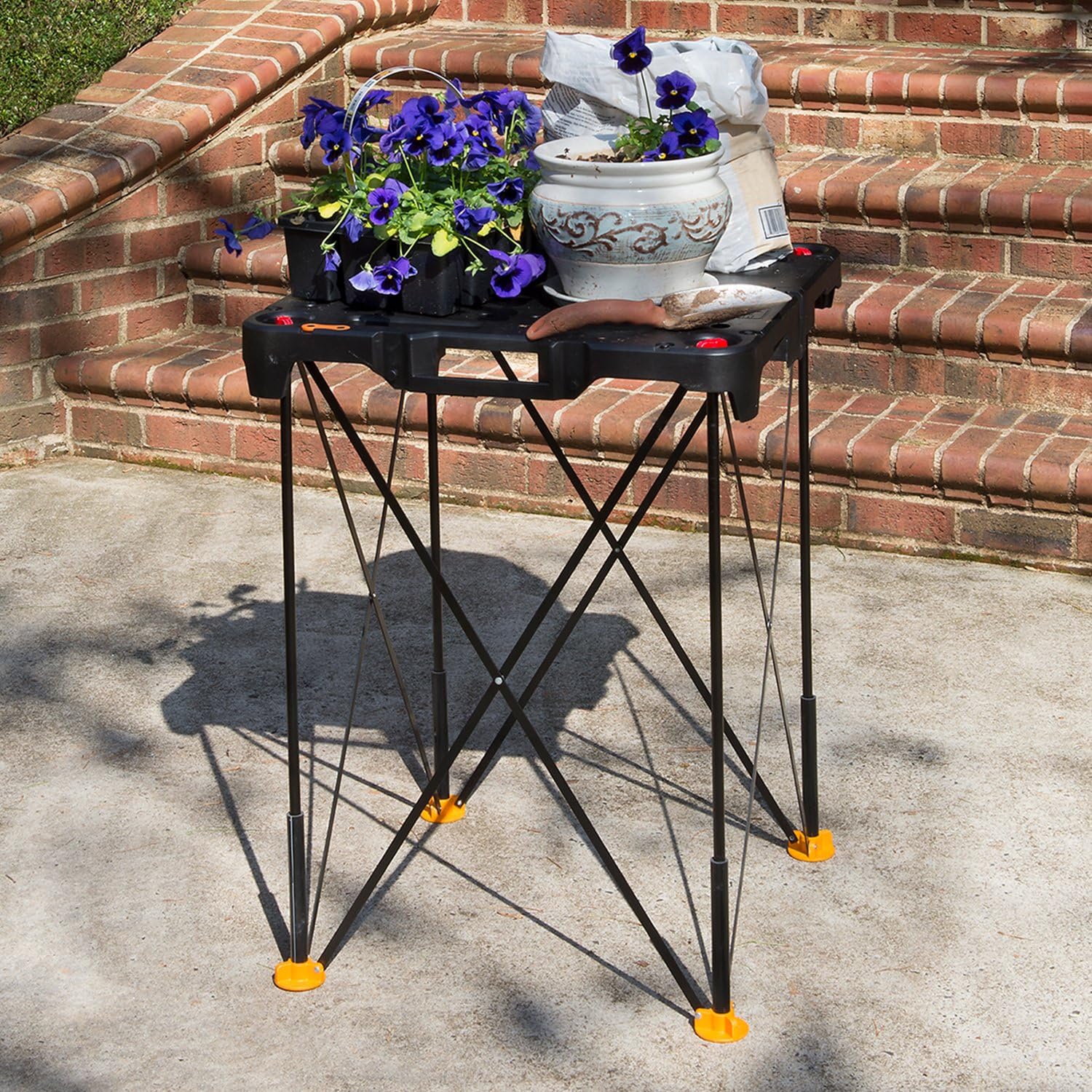 WORX Portable Folding Workbench, 2-in-1 Pegasus Table & Sawhorse, WX051 | 31"×25"×32" dimension, heavy load capacity, fast setup, includes 2 clamps & 4 clamp dogs, lightweight portable design