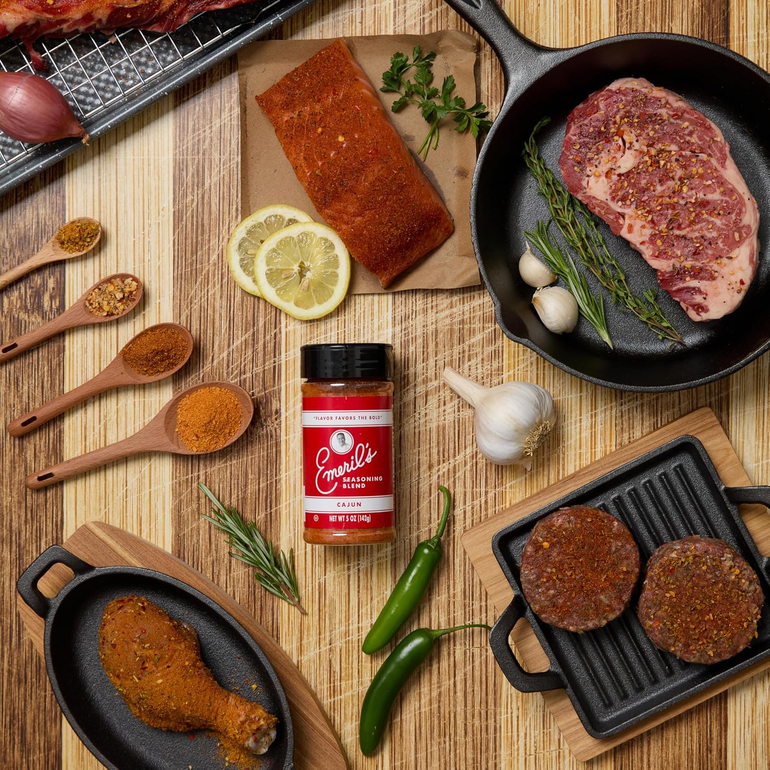 Emeril Lagasse 5 Oz, 3-Pack and 6-Pack Seasoning Blend: Original Essence, Cajun, Blackened, Chicken Rub, Steak Rub and Rib Rub Best Seasonings and Spices for Cooking (3PK - Chicken/Steak/Rib Rub)