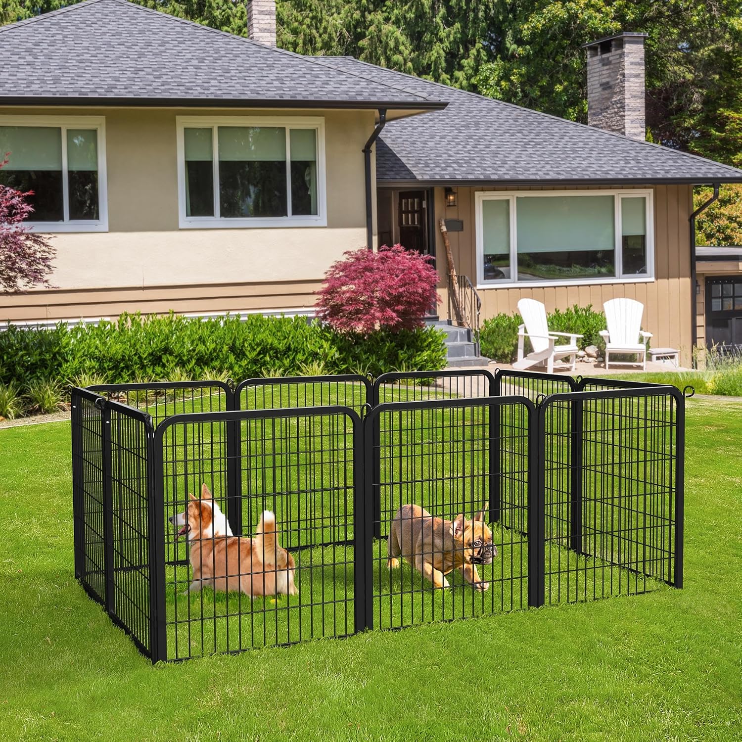 Yaheetech Dog Playpen 24in 16 Panels Pet Fence for Indoor Yard RV Camping | Easy Setup, Heavy Duty Rustproof Frame with Secure Latch Door, DIY Layouts,Foldable Storage, for Puppies & Small Dogs