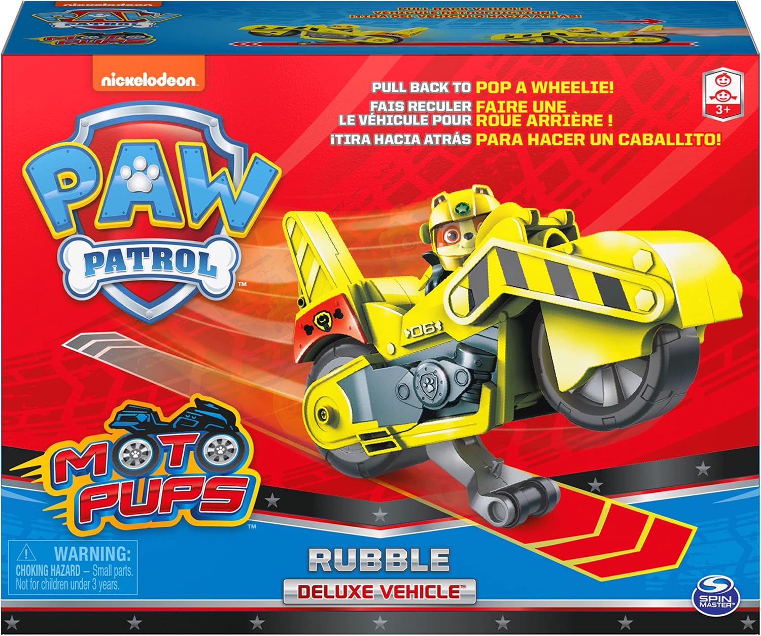 PAW Patrol, Moto Pups Wildcat’s Deluxe Pull Back Motorcycle Vehicle with Wheelie Feature and Toy Figure