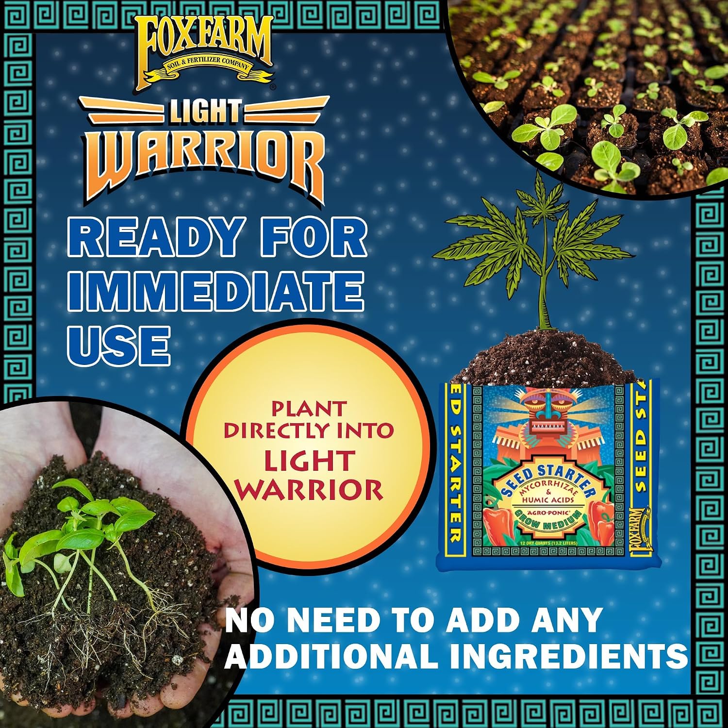 FoxFarm Light Warrior Seed Starter Growing Medium, 1cu ft - Beneficial for Seed Germination and Root Development, Indoor/Outdoor Cultivation - Ideal Nutrition for Plant Seedlings