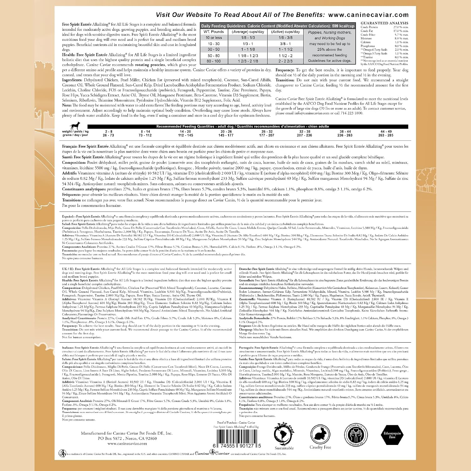 Canine Caviar - Open Range: Water Buffalo & Chickpea Alkaline Dry Dog Food, Limited Ingredients, Gluten-Free, Based on Science & Research, Veterinary Alternative Diet (22 Pound Bag)