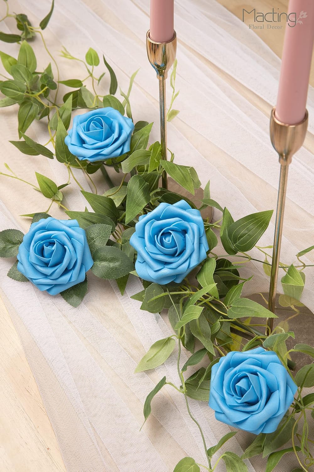 30PCS Yellow Artificial Flowers, Real Touch Fake Roses for Fall Decorations