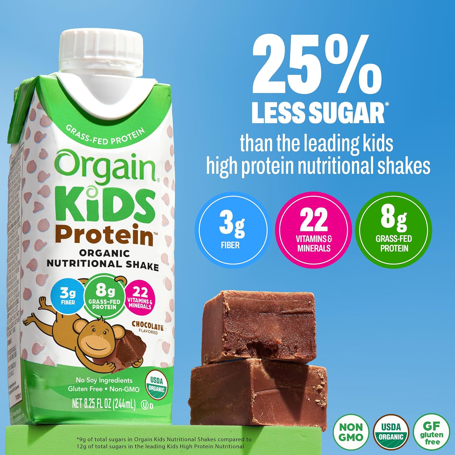 Orgain Organic Kids Dairy 8g Protein Shake, Chocolate, 8.25 oz, 12pk | Nutritional drink, grass-fed protein, 22 vitamins & minerals, 3g fiber, non-GMO, no soy, healthy snack for picky eaters