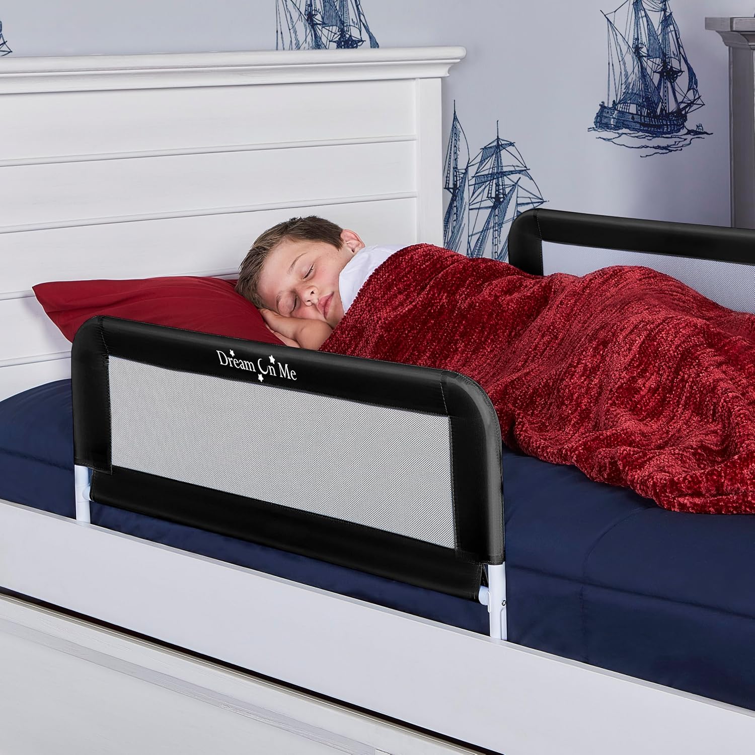 Dream On Me Lightweight Mesh Security Adjustable Bed Rail Double Pack with Breathable Mesh Fabric in White, 2 Count (Pack of 1)