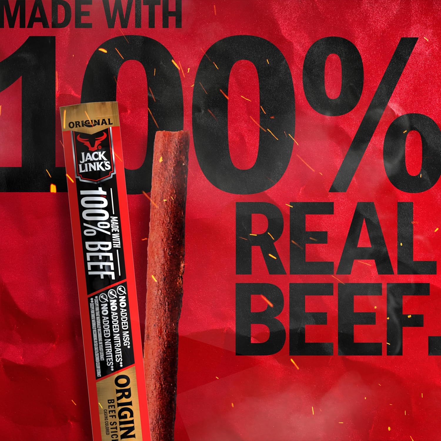 Jack Link's Original Beef Jerky Sticks - Made with 100% Real Beef - Ready to Eat Real Meat Protein Snacks - 6g Protein per Serving - 0.92 oz Meat Stick, 20 Count