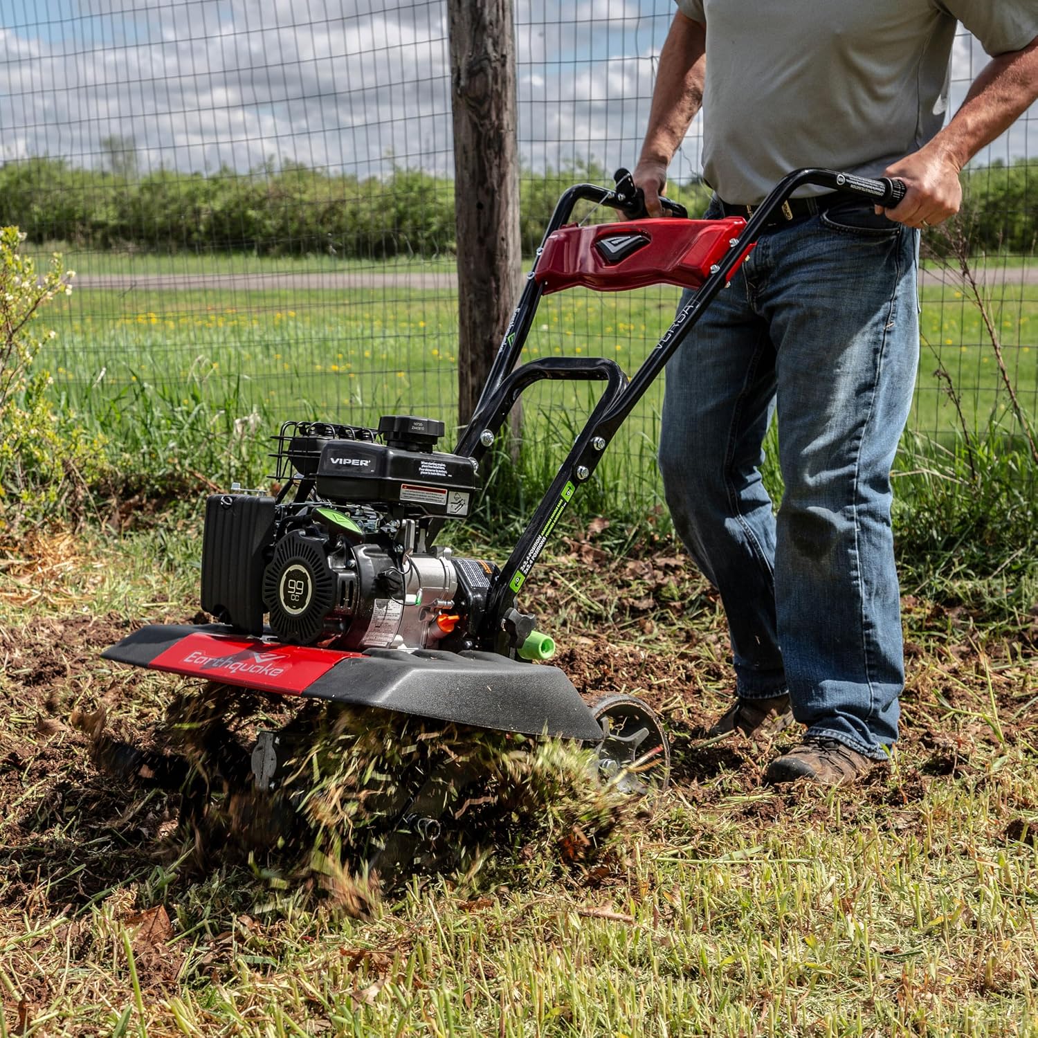 Earthquake 20015 Versa 2-in-1 Tiller Cultivator with a 99cc 4-Cycle Viper Engine, 2-in-1 Front Tine Tiller and Cultivator