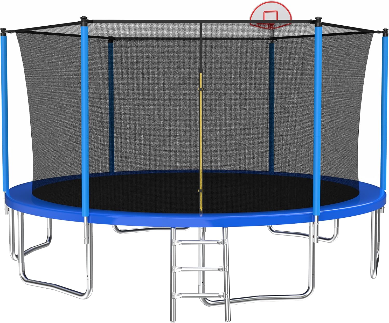 10 12 14 16FT Trampoline Outdoor, Light/Sprinkler/Basketball Hoop | Large Recreational Trampoline for Kids and Adults, Heavy Duty Yard Trampolines with Enclosure Net, ASTM Approval