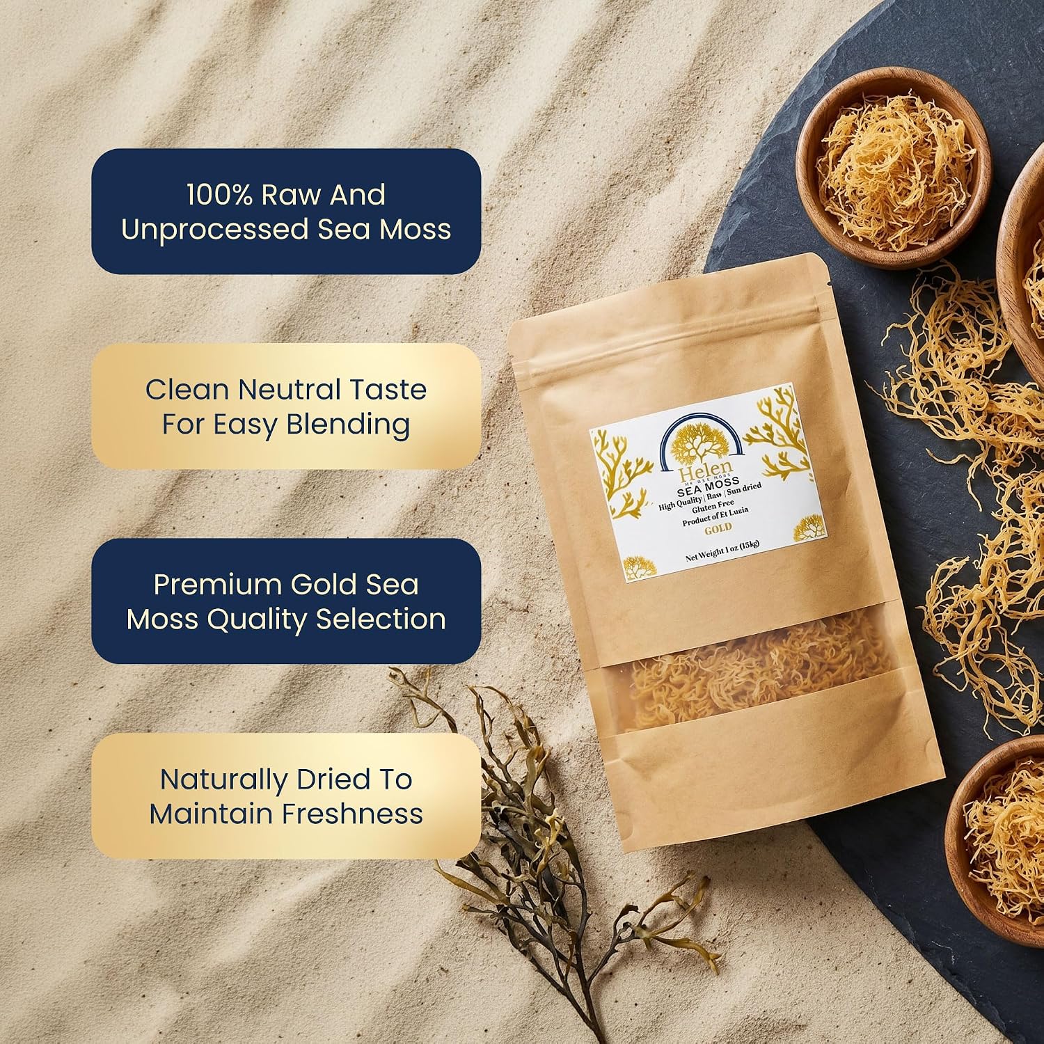 Wildcrafted Sea Moss | Gold - Purple - Green - Mixed | 100% Natural Irish Moss from St.Lucia | Mineral-Rich Superfood | 8oz Sun-Dried Moss | NO