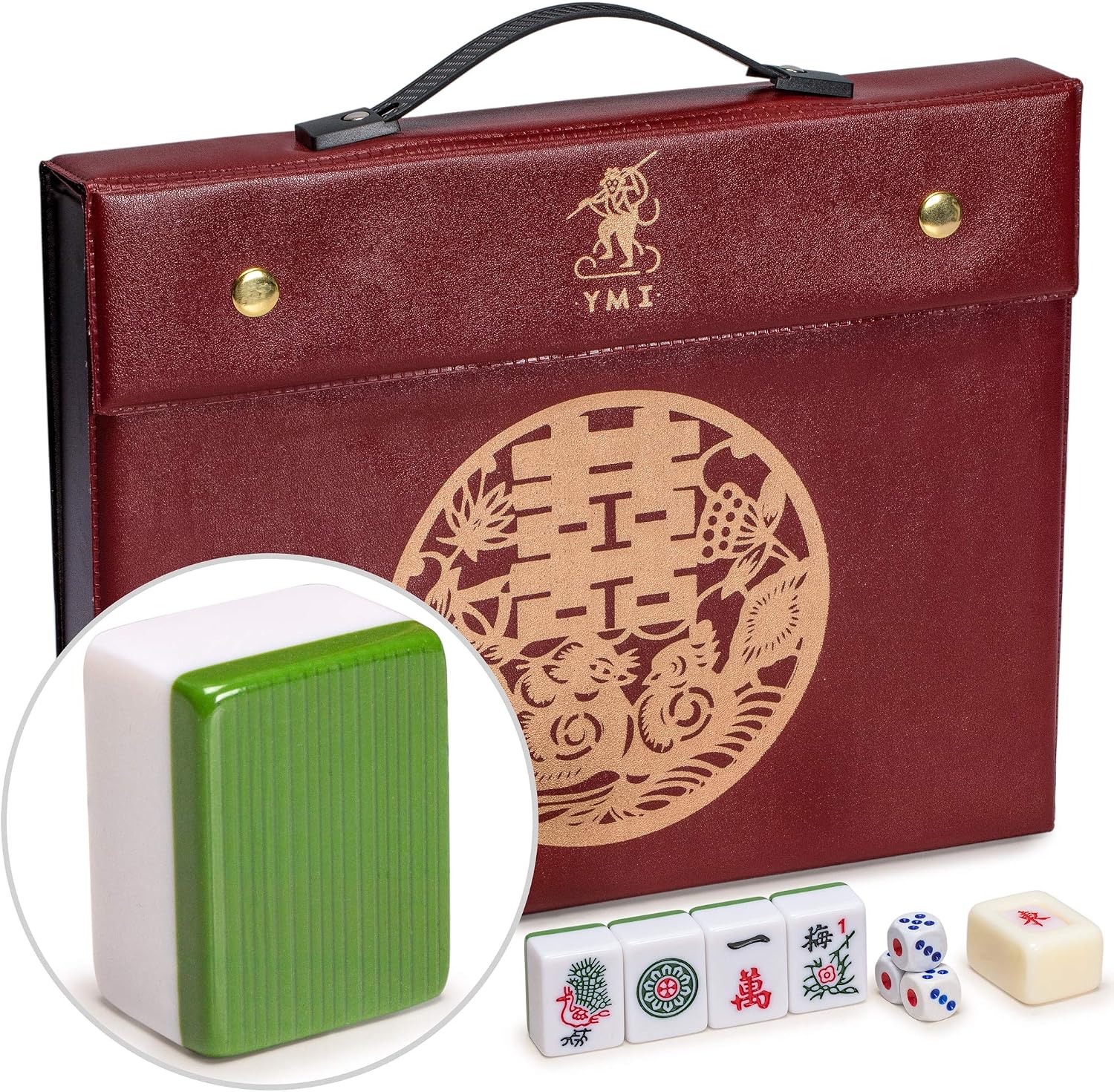 Yellow Mountain Imports Chinese Mahjong Set – Rouge Heritage – 146 Medium Tiles, Professional Set for Chinese-Style Play [中式麻將 專業套裝]