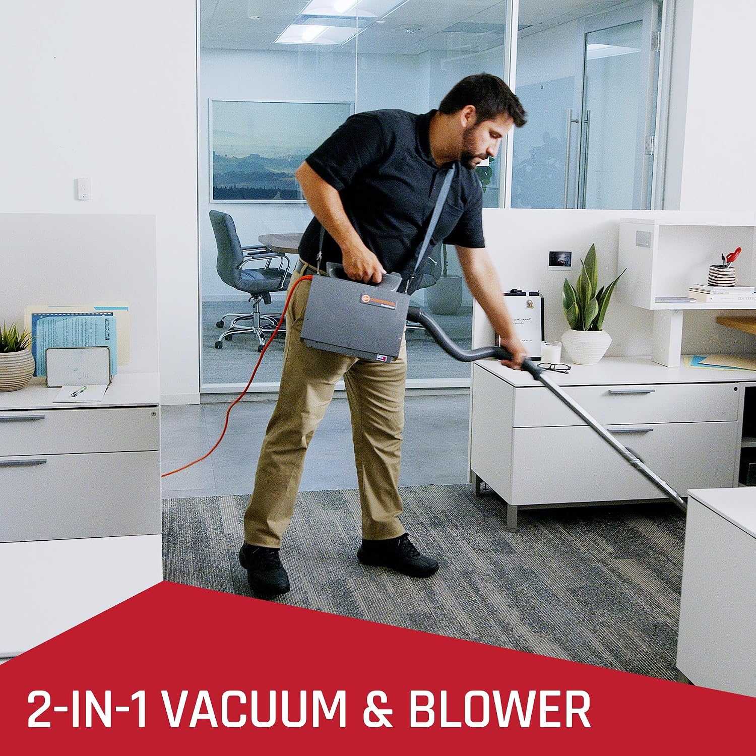 Hoover Commercial PortaPower Lightweight Canister Vacuum Cleaner | Bagged Canister Vac with Attachments, 2-in-1 Vac and Blower