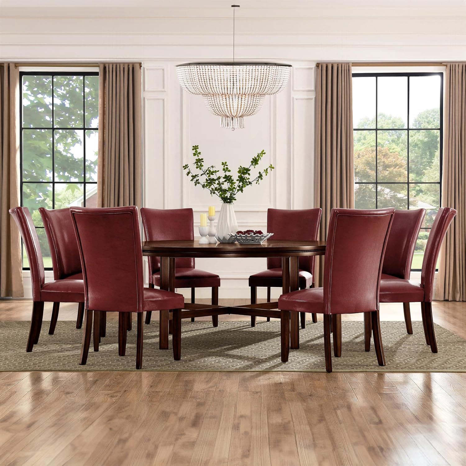 Steve Silver Company Hartford Parsons Chair, Vegan Leather, Contemporary Style, Dining Room, Kitchen, Asian Hardwood Solids, Ergonomic Shape Backing, 20" D x 28" W x 41" H, Brown
