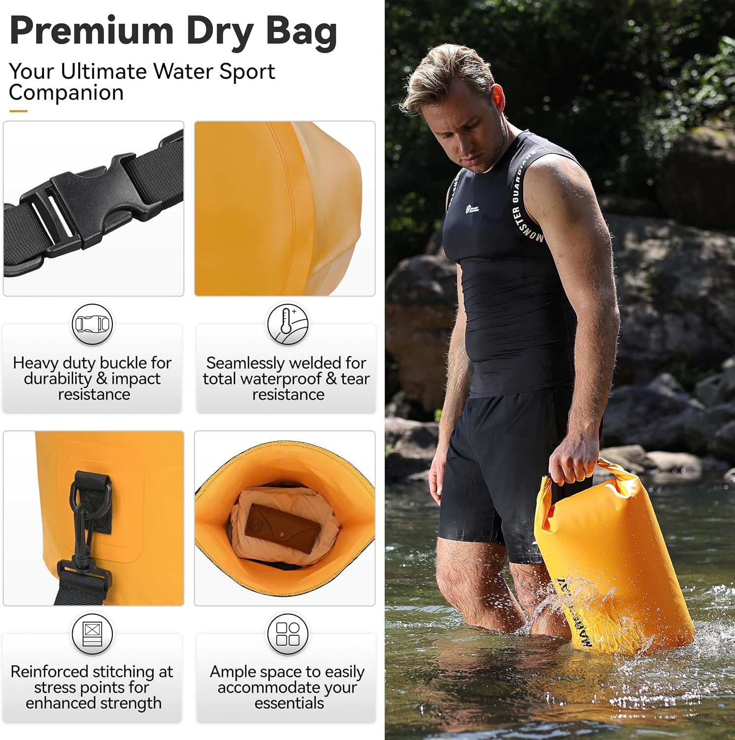 MARCHWAY Floating Waterproof Dry Bag Backpack 5L/10L/20L/30L/40L, Roll Top Sack Keeps Gear Dry for Kayaking, Rafting, Boating, Swimming, Camping, Hiking, Beach, Fishing