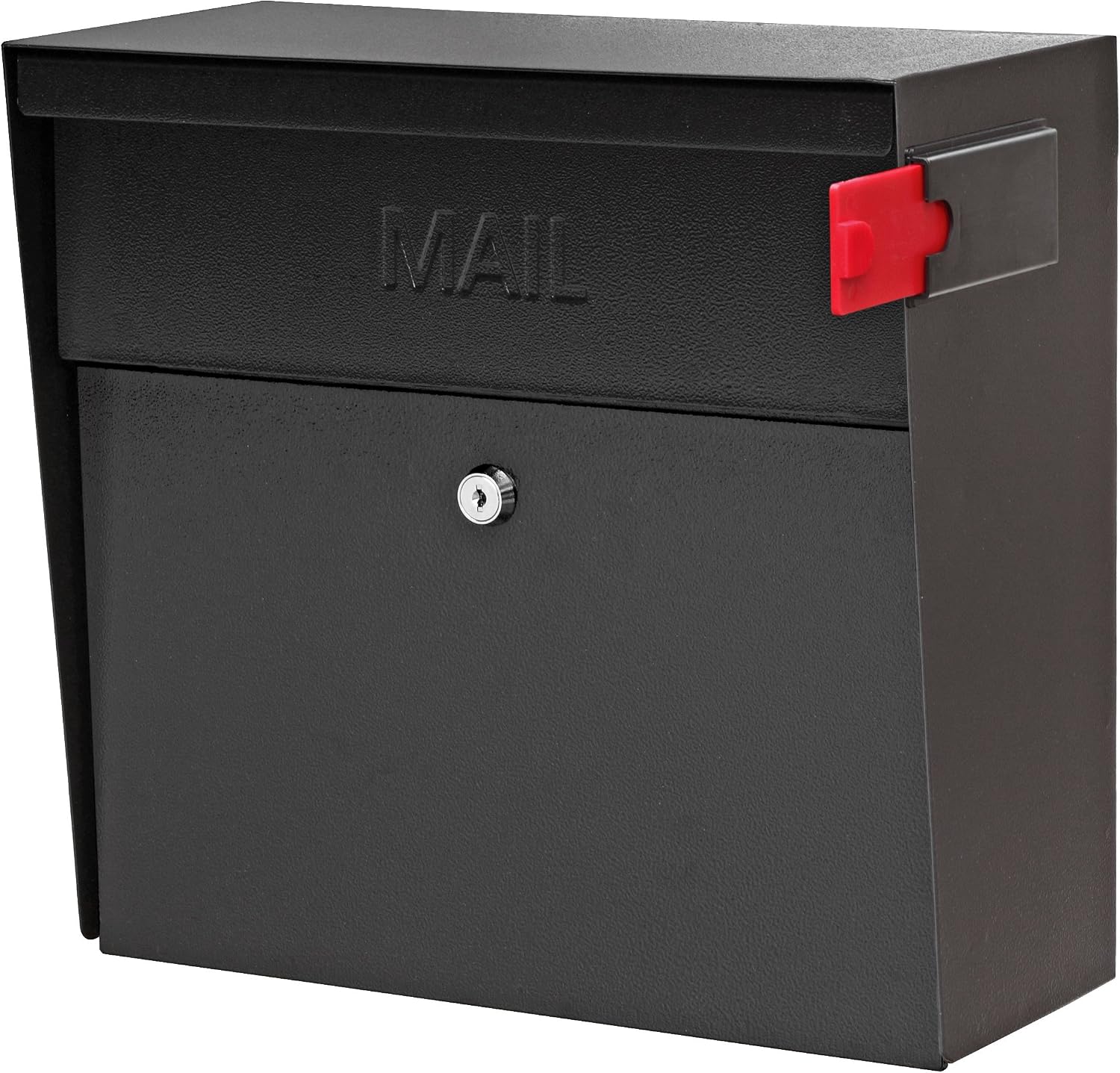 Mail Boss 7162 Metro, Black High Capacity Wall Mounted Locking Security Mailbox, Medium | Anti-pry locking door