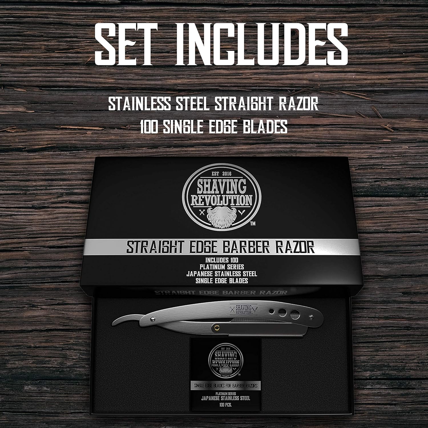 Shaving Revolution Straight Edge Barber Razor - Includes 100 Blades