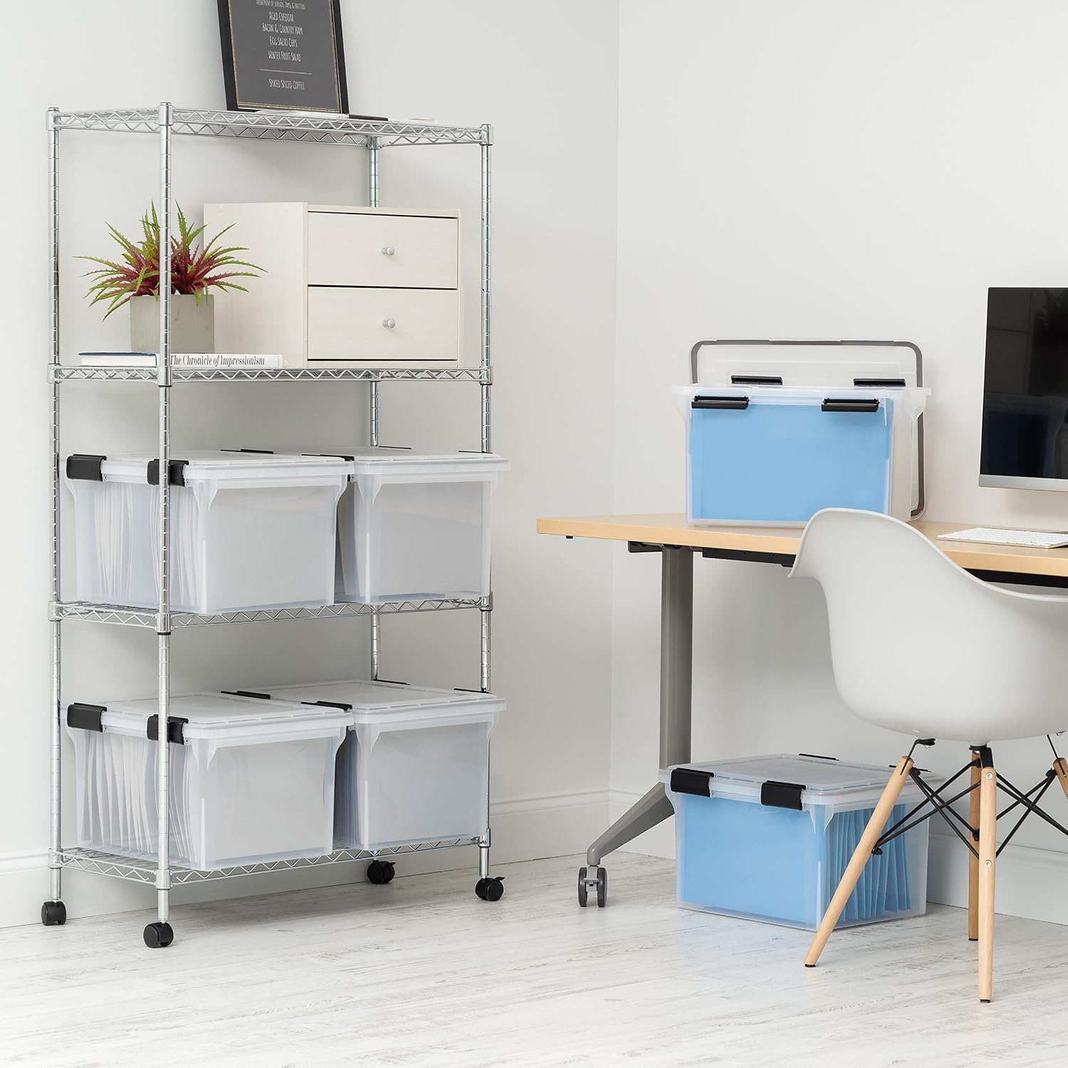 IRIS USA 5-Pack 44 Qt. Letter File Box with Hinged Lid, Clear | Protect important documents, letter and legal files with secure storage for home offices, moving, and long-term organization