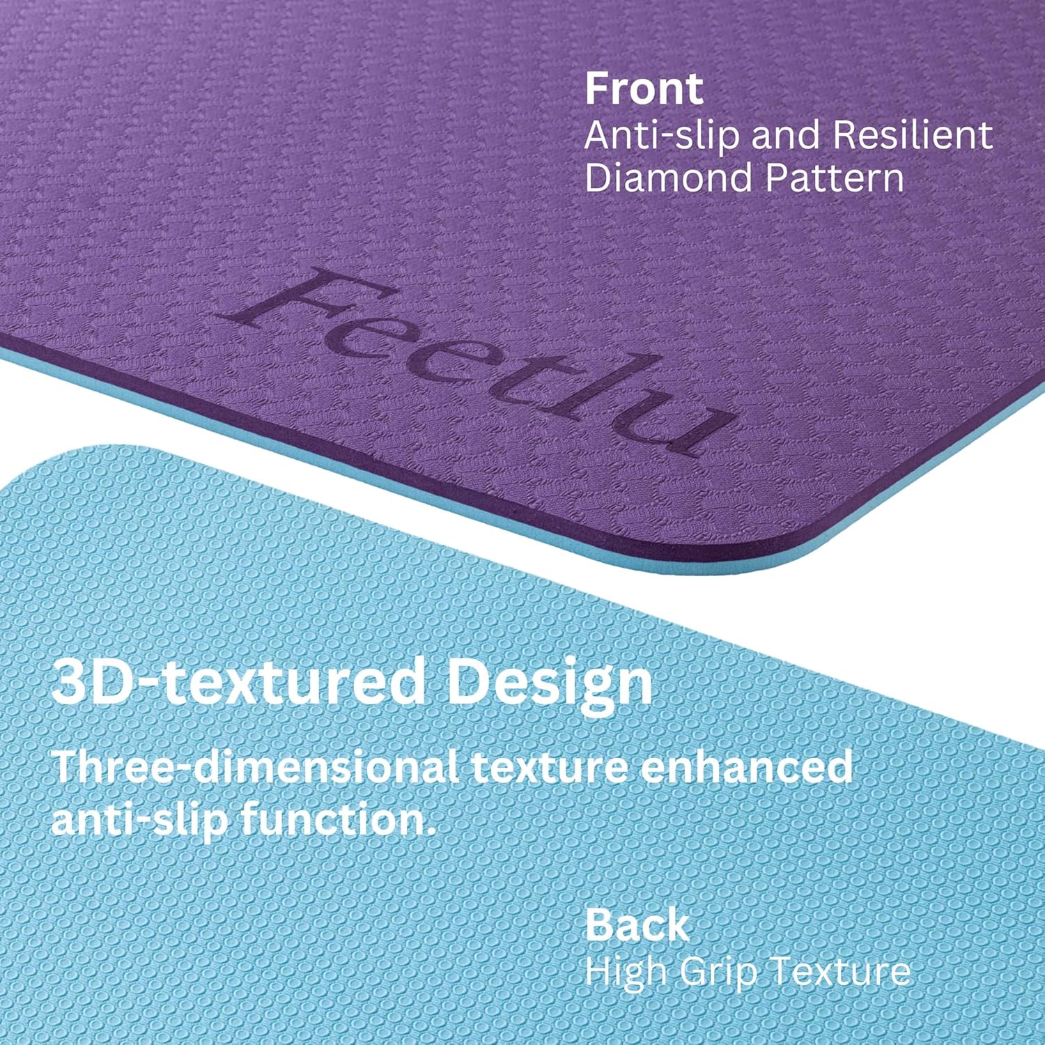 Extra Thick Yoga Mat with Carry Strap, 10mm Non-Slip Exercise Mat, 72 x 24 Inch Cushioned Workout Mat for Yoga, Pilates, Stretching & Floor Exercises