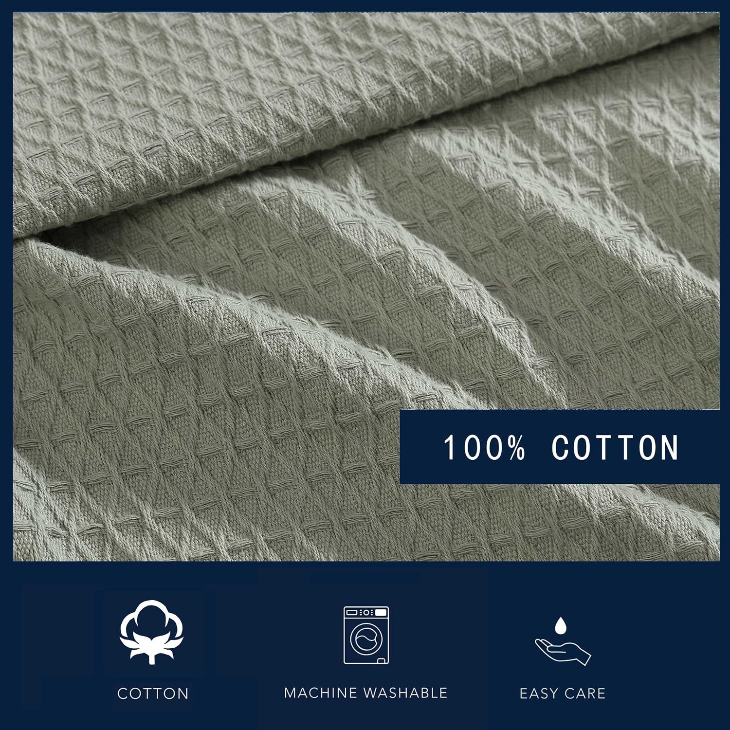 Nautica - Queen Blanket, Diamond Weave Cotton Bedding, Medium-Weight for All Seasons, Oeko-Tex Certified (Baird Navy)