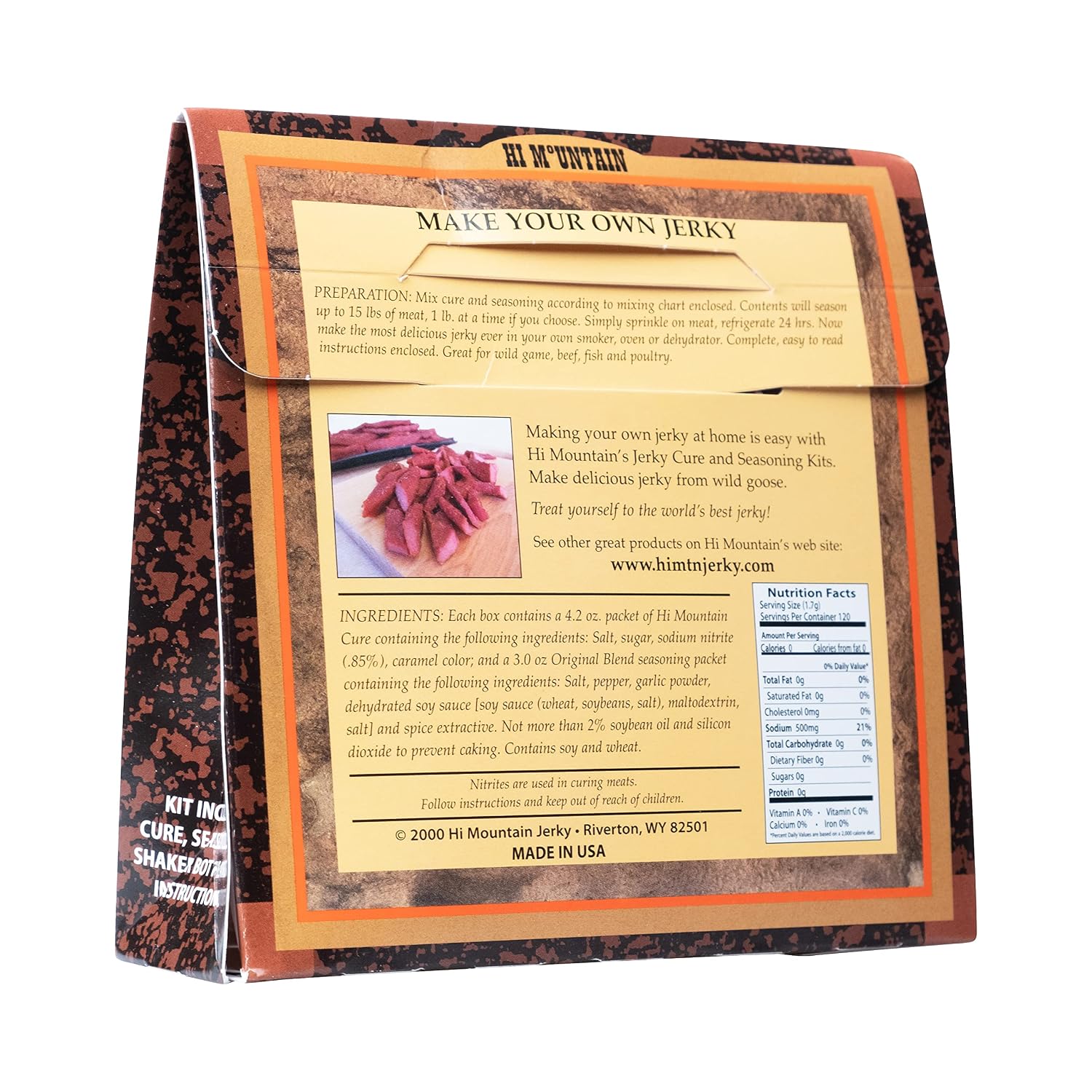 Hi Mountain Goose Jerky Seasoning & Cure Kit | MEQUITE | Makes 15 lbs | Make homemade goose, duck & waterfowl jerky with bold mesquite smoke flavor for smoker, dehydrator & oven