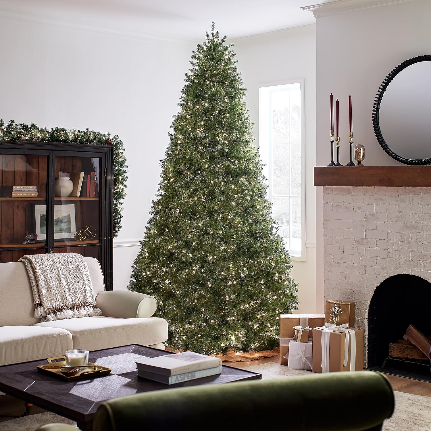 National Tree Company 7ft Pre-Lit Dunhill Fir Artificial Christmas Tree | 700 Clear Lights, 2,144 Tips, Includes Stand, Green