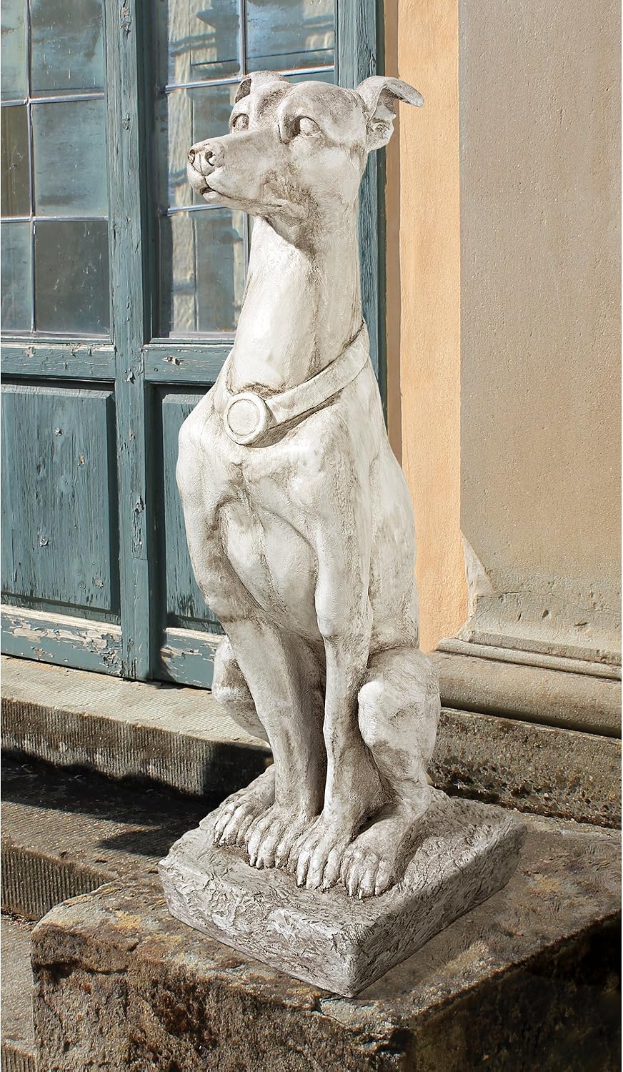 Design Toscano Man's Best Friend Dog with Basket Outdoor Garden Statue, 8 Inches Wide, 12 Inches Deep, 19 Inches High, Handcast Polyresin, Antique Stone Finish