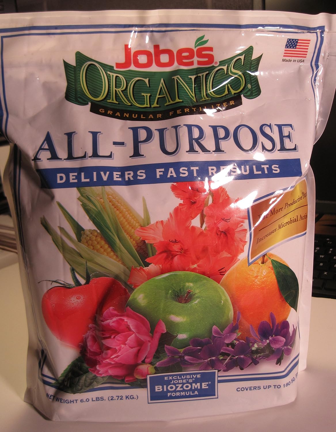 Jobes Organics, All Purpose Granular Fertilizer, 4-4-4 with Biozome Formula, 6 lbs.