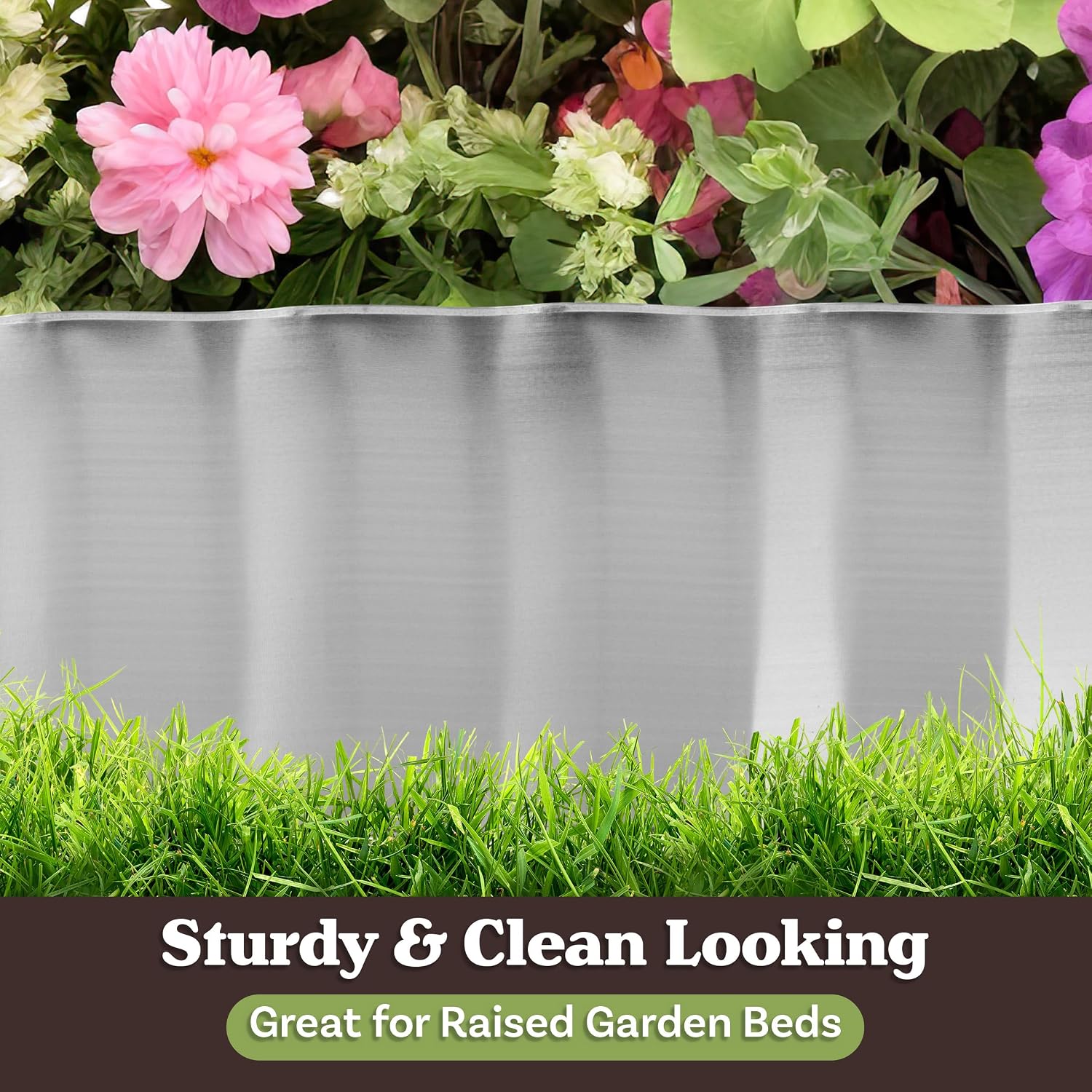 Metal Edging for Landscaping - 6.25in x 16.5ft Flexible Corrugated Galvanized Steel Landscape Edging - Garden Edge Border for DIY Flower Beds Tree
