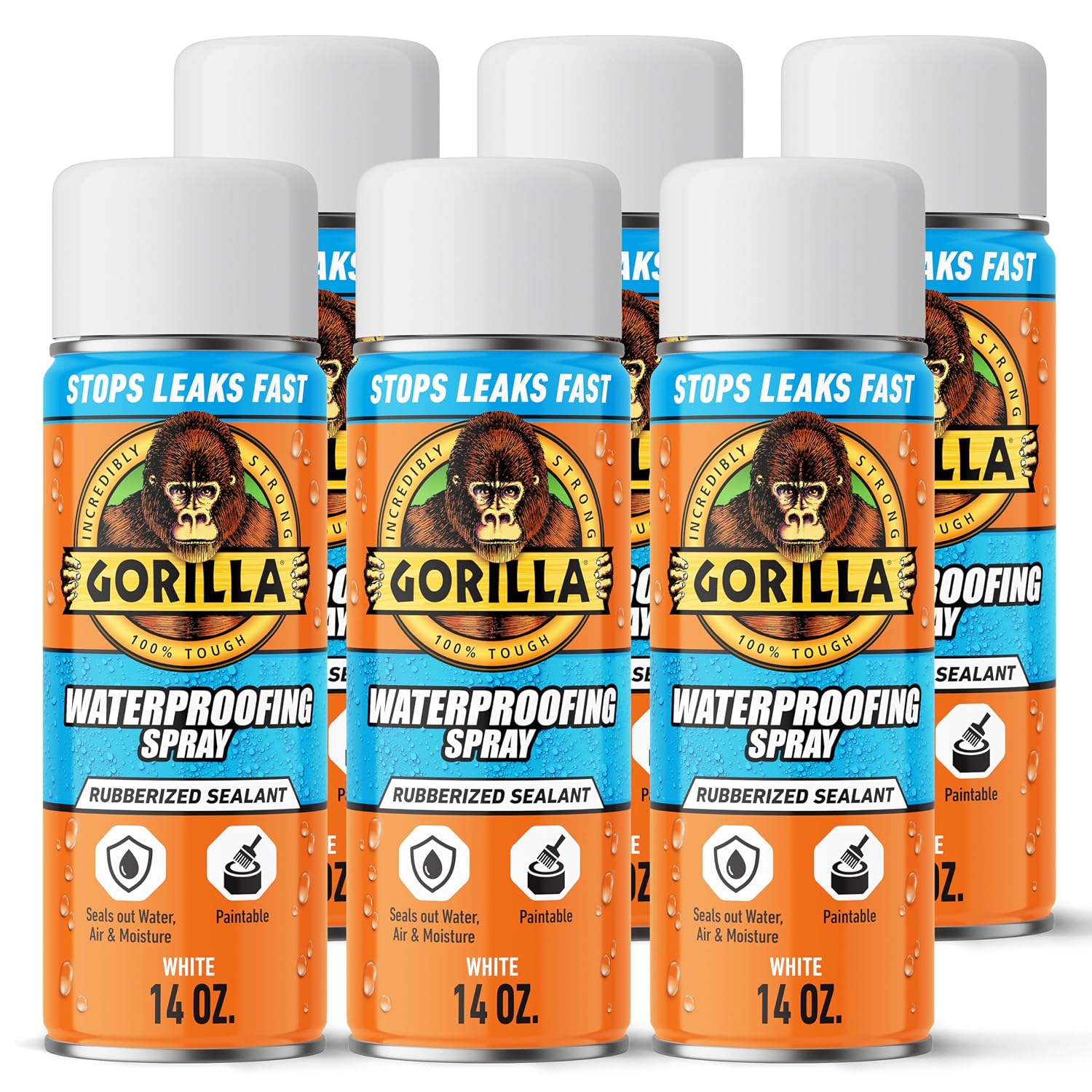 Gorilla Waterproofing Spray, Black, 16 oz, Flexible Rubberized Sealant