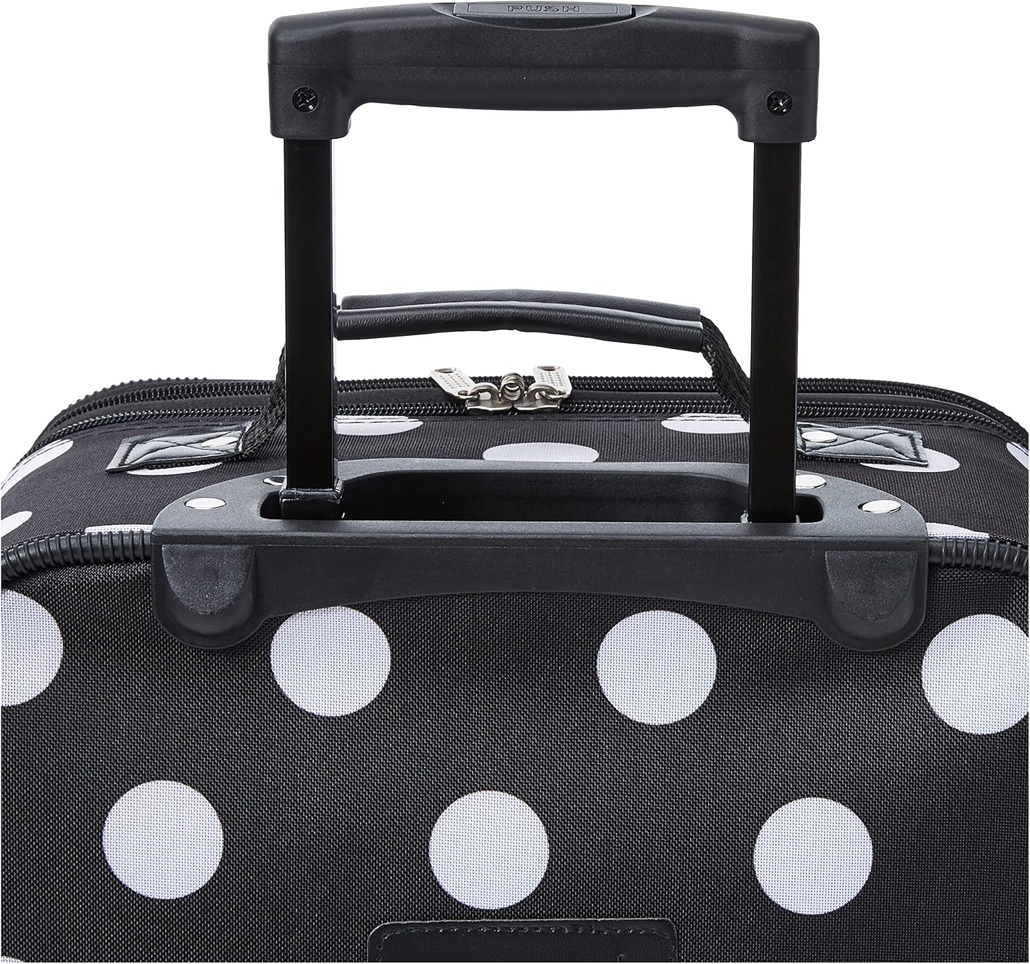 Rockland Fashion Softside Upright Luggage Set,Expandable, Telescopic Handle, Wheel, Black Dot, 2-Piece (14/19)