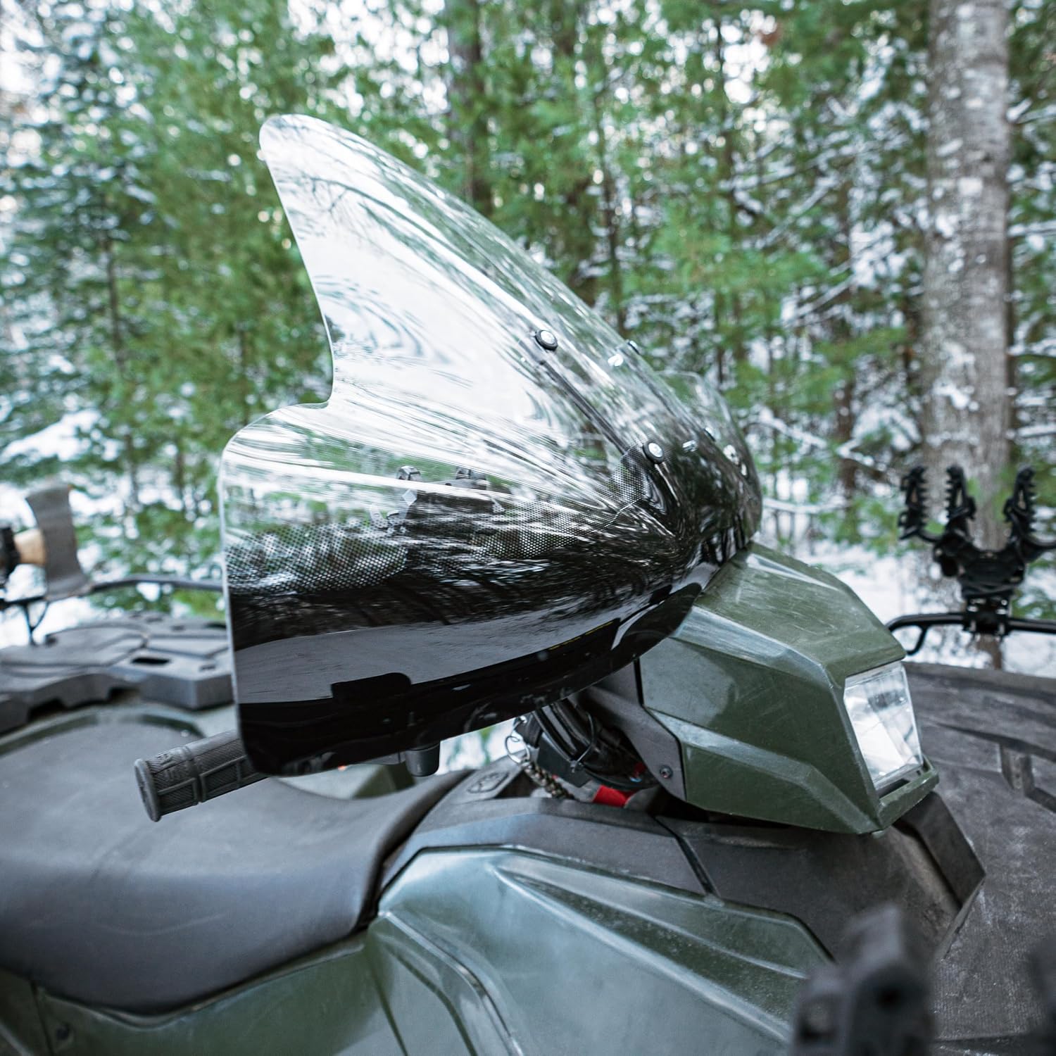 Black Boar ATV Windshield w/Hardware - Features Wrap-Around Design that Shields Hands - Crafted of Heavy Duty Clear Acrylic - Easily Mounts onto