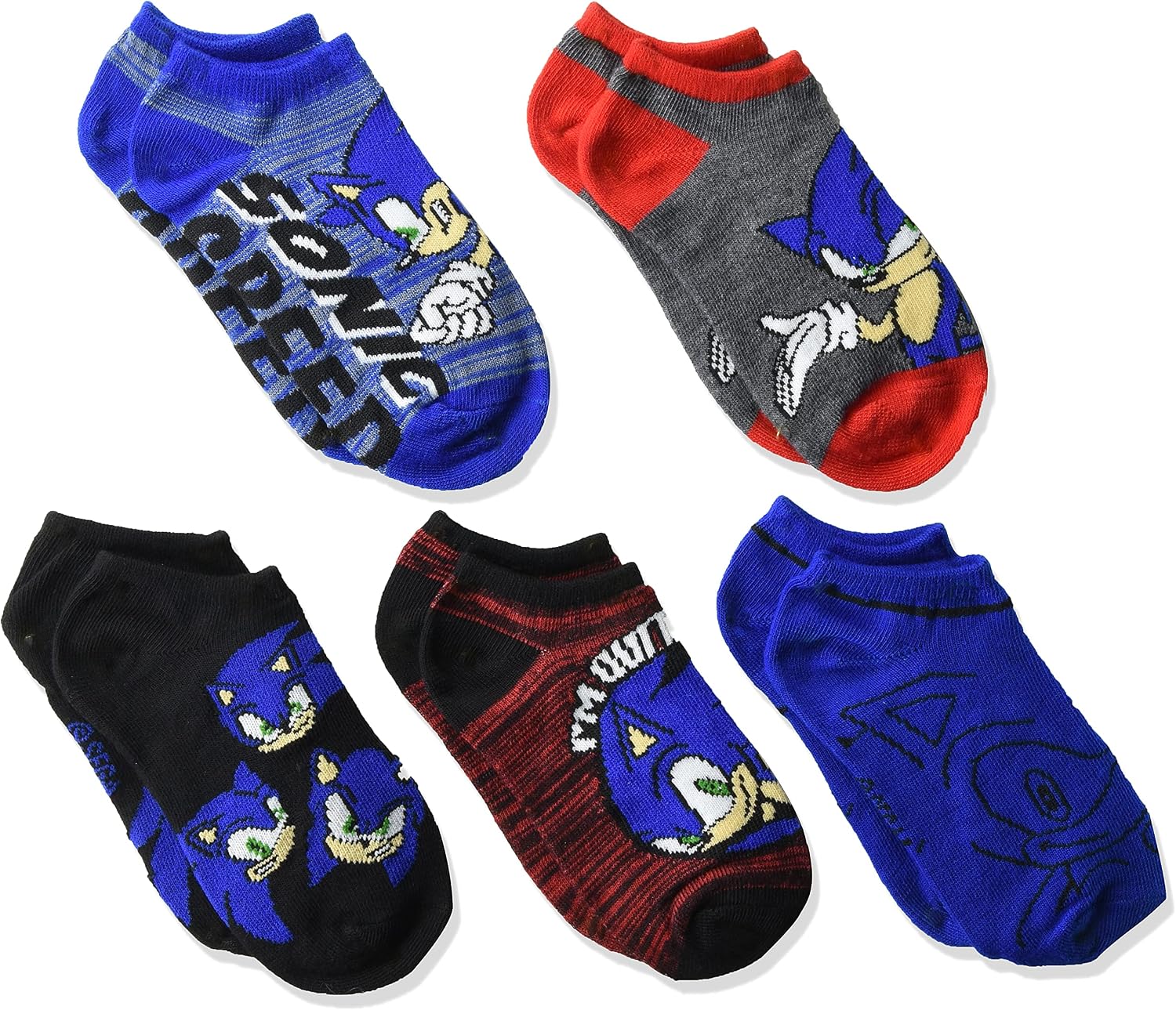 Sonic The Hedgehog boys 5 Pack No Show Socks