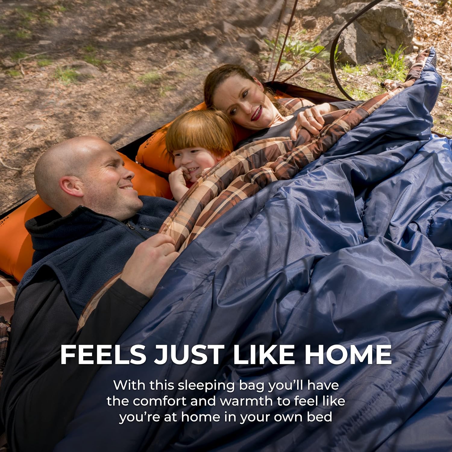 Teton Mammoth Queen Size Double Sleeping Bag- A Warm Bag the Whole Family can Enjoy – Great for Camping, Hunting and Base Camp. Compression Sack Included