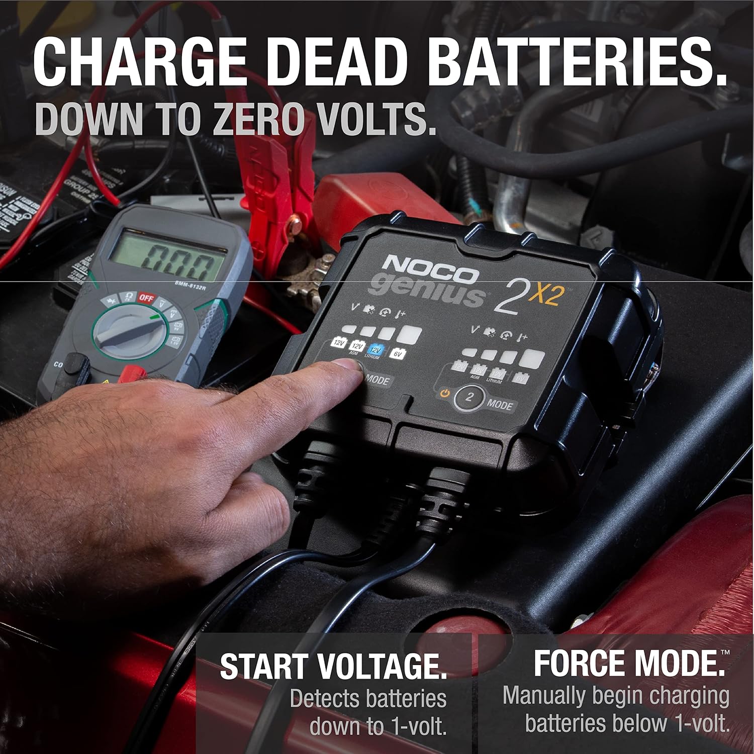 NOCO GENIUS2X2 6/12V 2-Bank Battery Charger, Trickle Charger & Maintainer