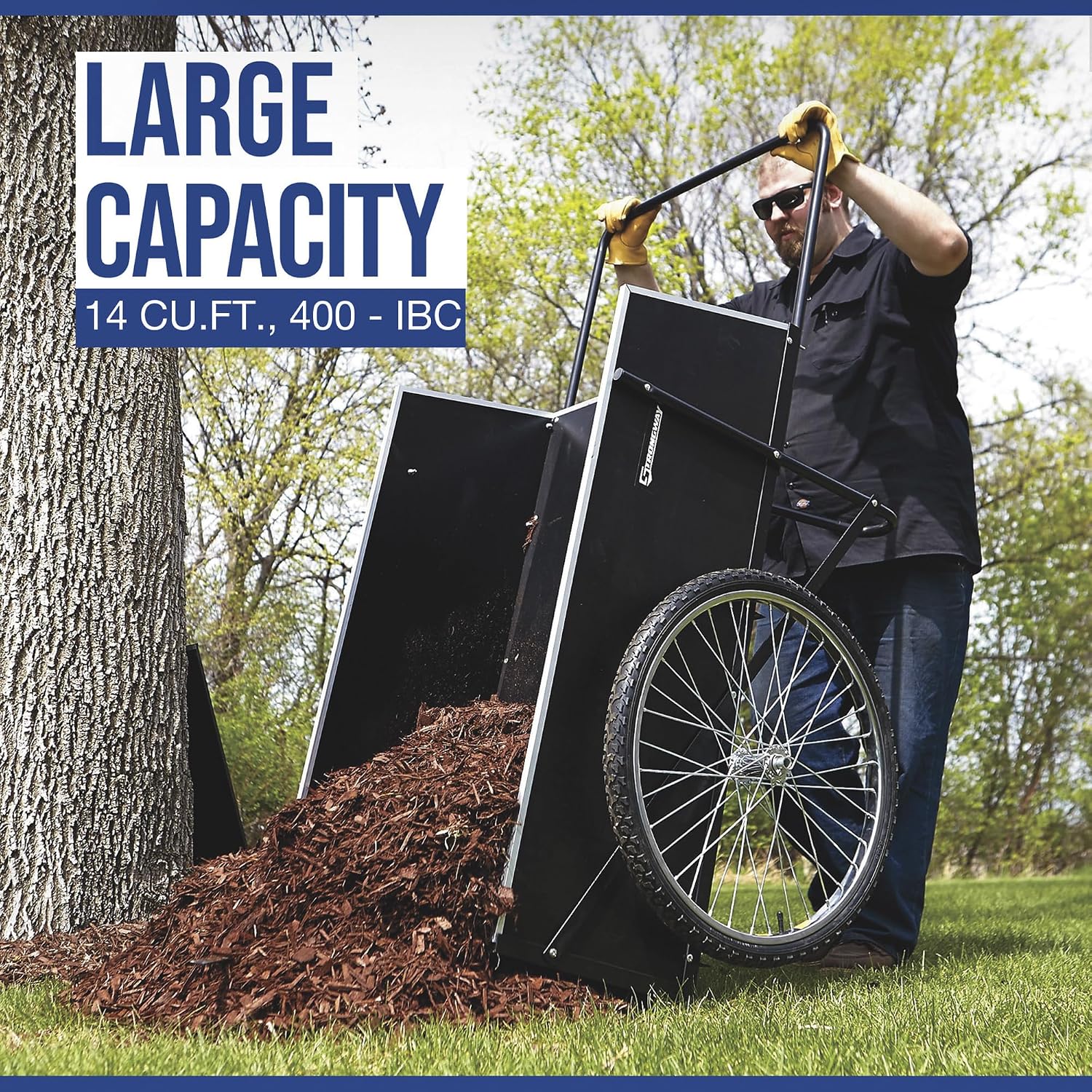 Strongway Garden Cart - 400-lb. Capacity, 14 Cu. Ft. 48in.L x 29in.W