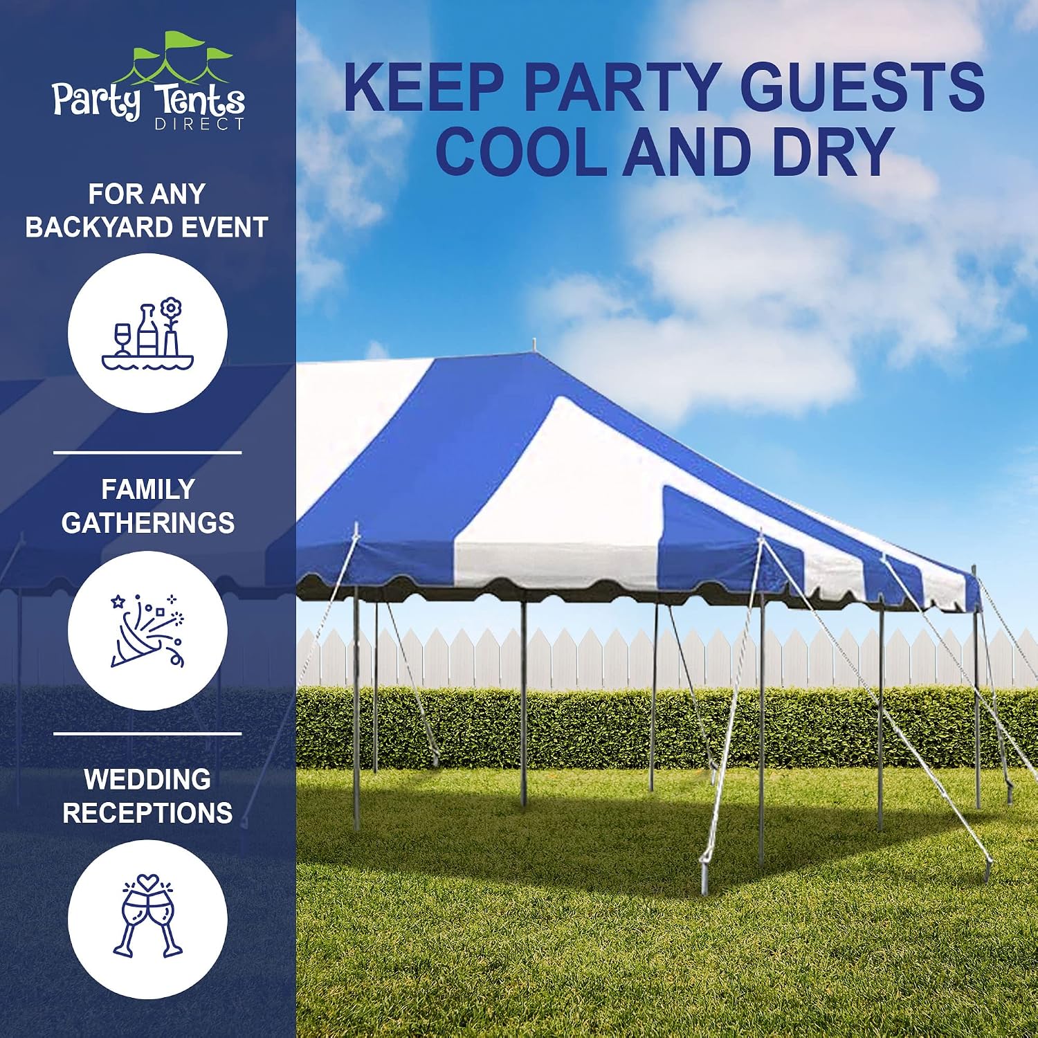 20’ x 20’ Weekender Canopy Pole Tent, Indoor and Outdoor Heavy Duty Easy Up, 80 Person Capacity Tent for Parties, Weddings, and Events, Commercial and Residential Use, PVC White Top | Easy Up Weekender Canopy Tent With 80 Person Capacity - Outdoor Canopi…