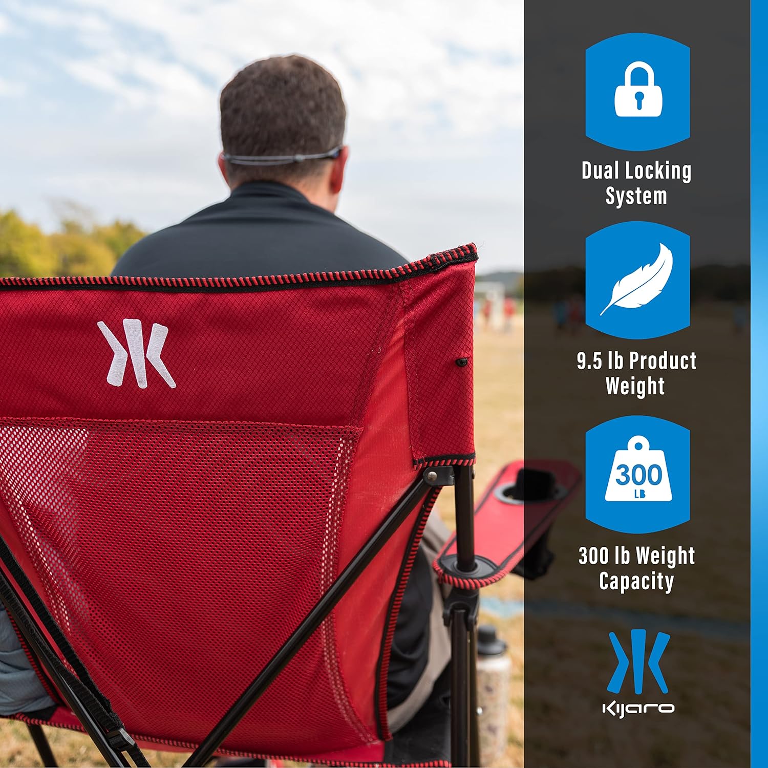 Kijaro Dual Lock Portable Camping Chairs - Enjoy the Outdoors with a Versatile Folding Chair for Sports, Lawn - Dual Lock Feature Locks Position – Hanami Pink