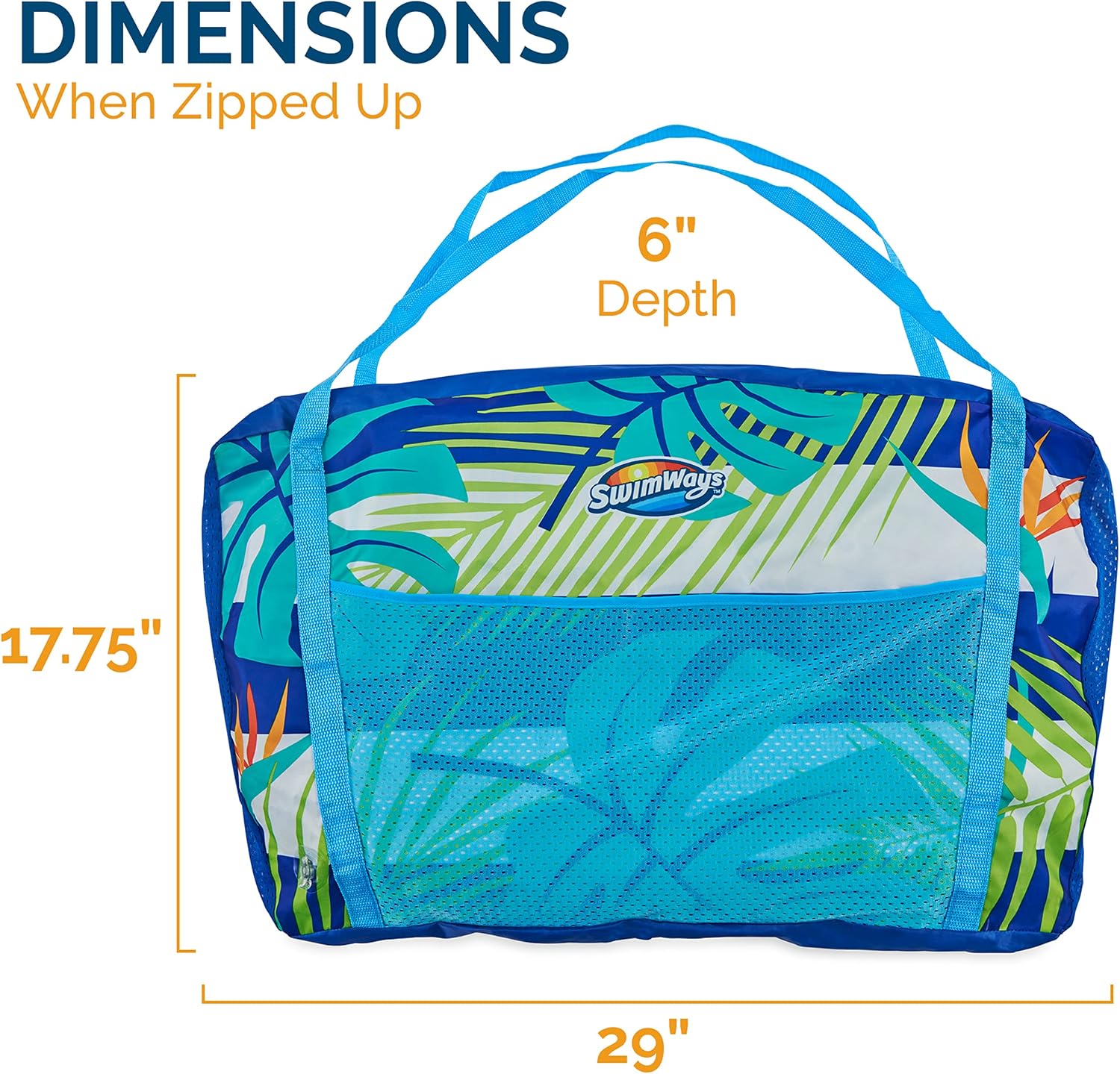 SwimWays Pack-N-Float 2-in-1 Pool Chair and Tote Bag, Blue Palm