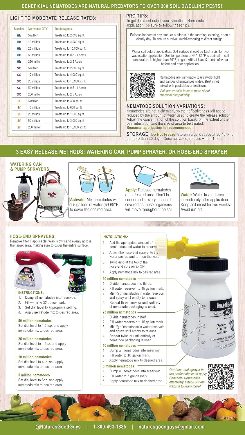 10 Million Live Beneficial Nematodes Hb & Sf - Kills Over 200 Different Species of Soil Dwelling and Wood Boring Insects.