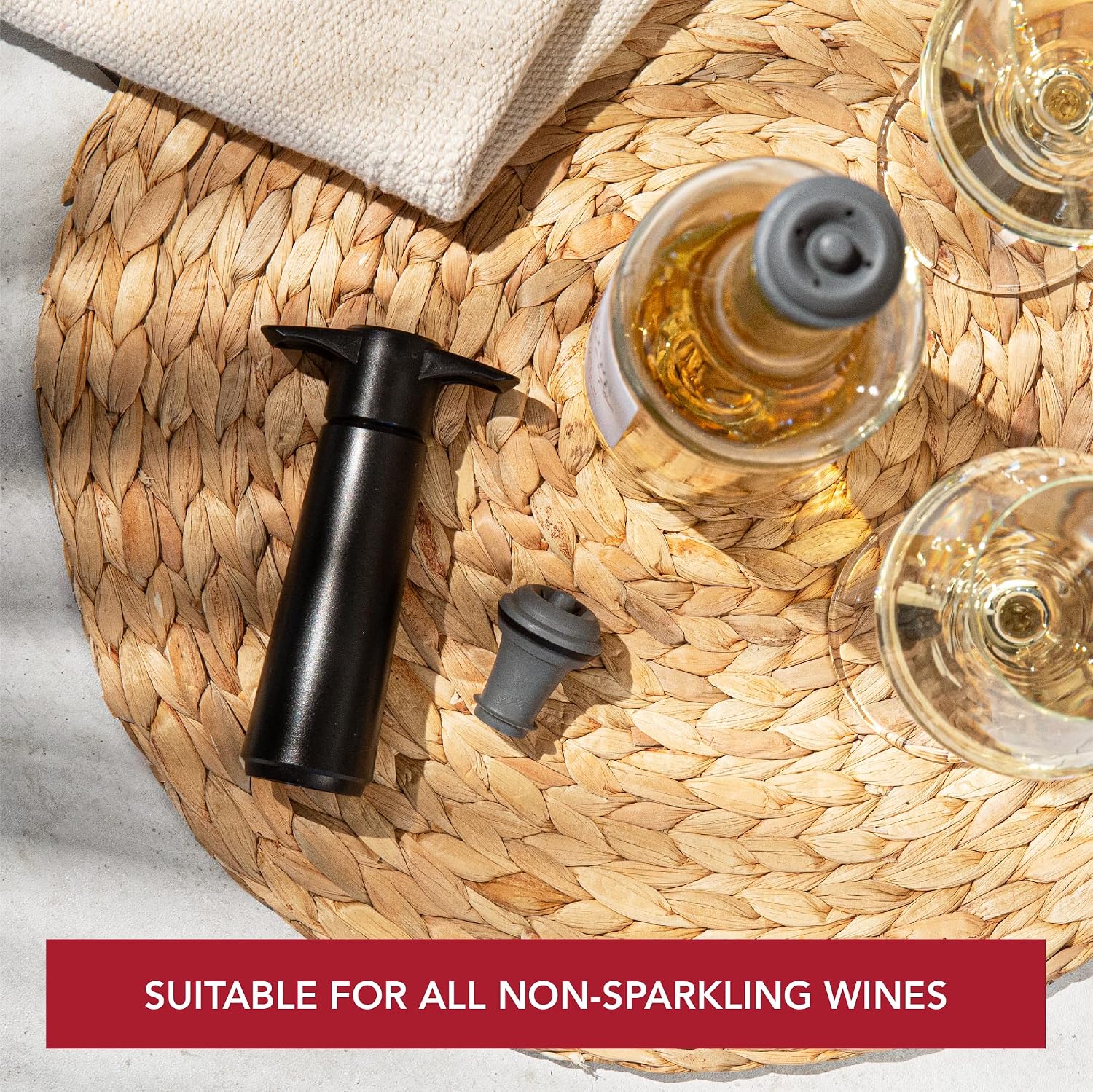 no name Vacu Vin Wine Saver Pump with 1 x Vacuum Bottle Stopper - Black