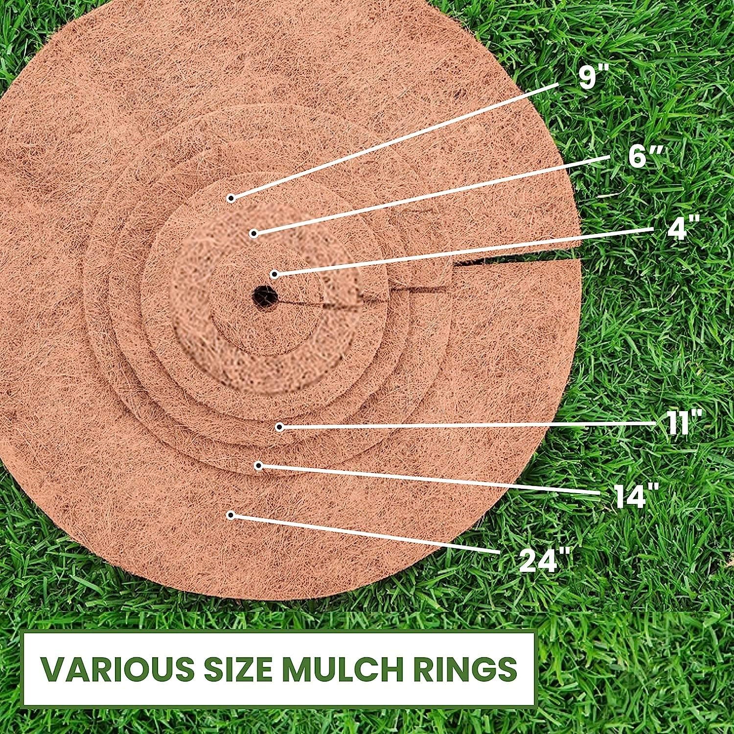 Envelor 20 pcs Coconut Fibers Mulch Ring 4 Inches Tree Protector Mat Coconut Mulch Cover Natural Coconut Fiber Weed Control Rings, Tree Ring Plant Cover for Indoor Outdoor Plants, Pot, Landscaping