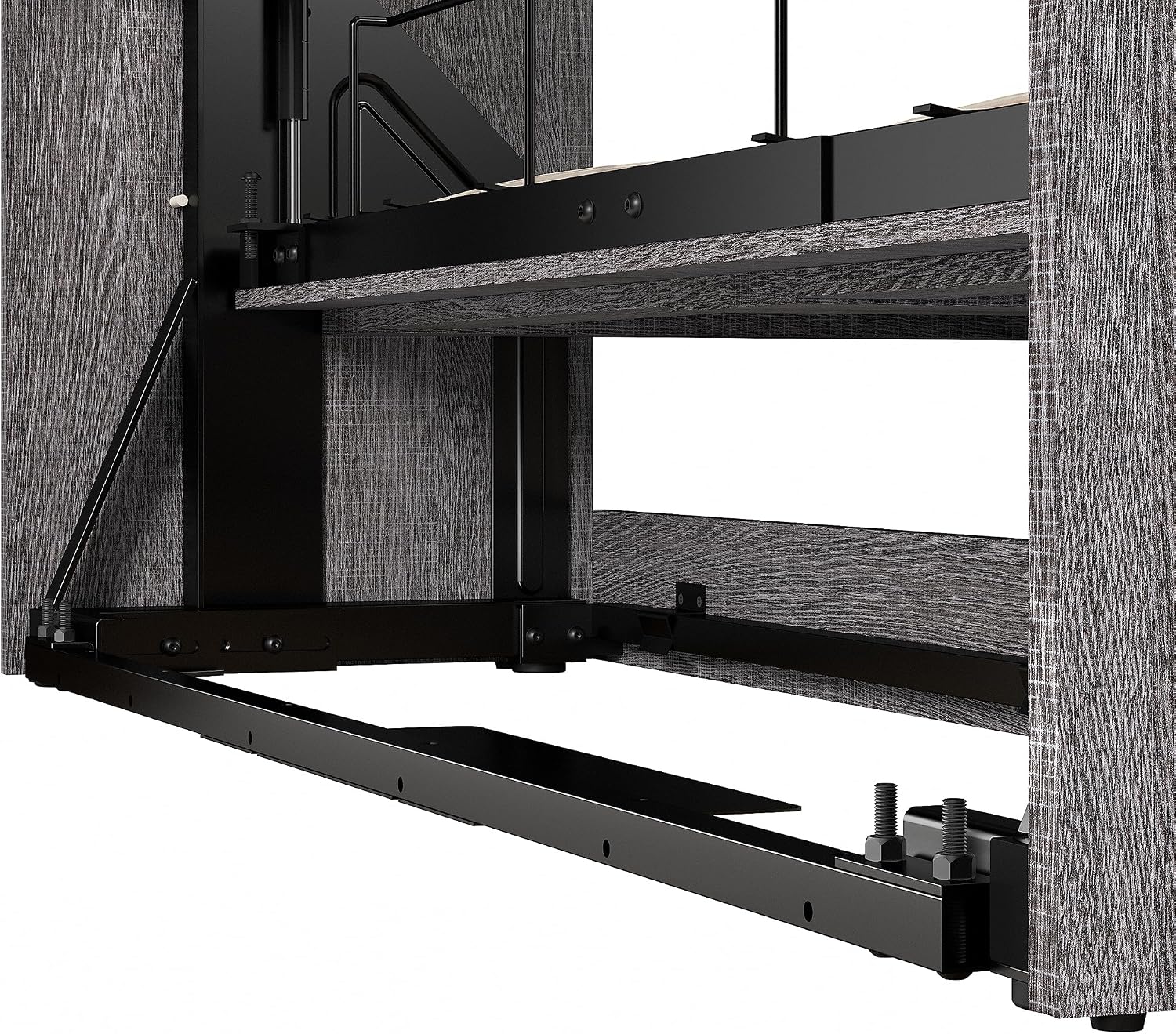 Bestar Cielo Full Murphy Bed with Closet Organizer (89W) in Bark Gray and White, Sleeping Arrangement for Multipurpose Room | Closet Organizer