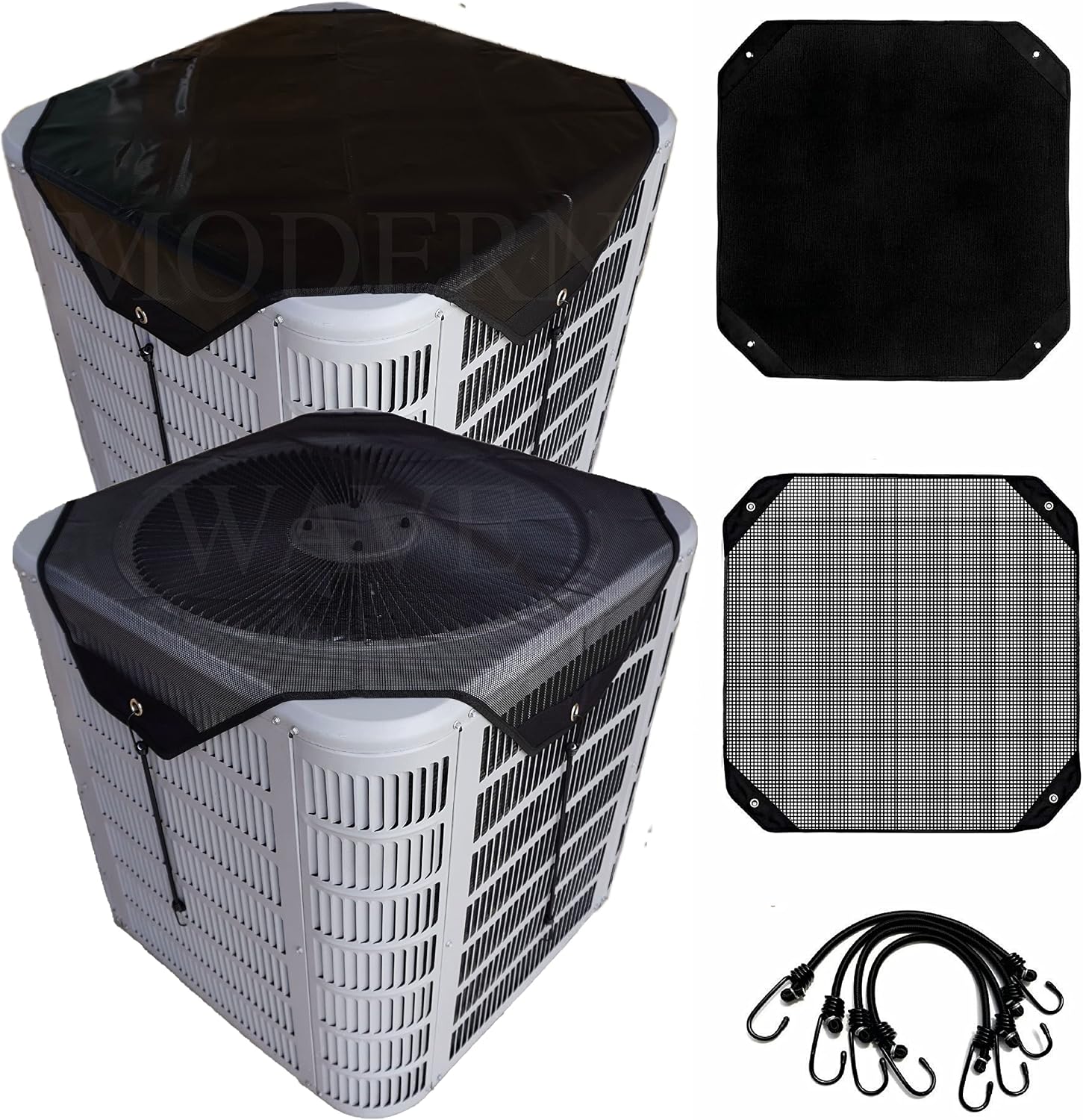 MODERN WAVE - 2 (Two) Central Air Conditioner Covers for Outside Units 36 x 36 inch - 1 (One) Top Universal Mesh Cover and 1 (One) Winter Waterproof